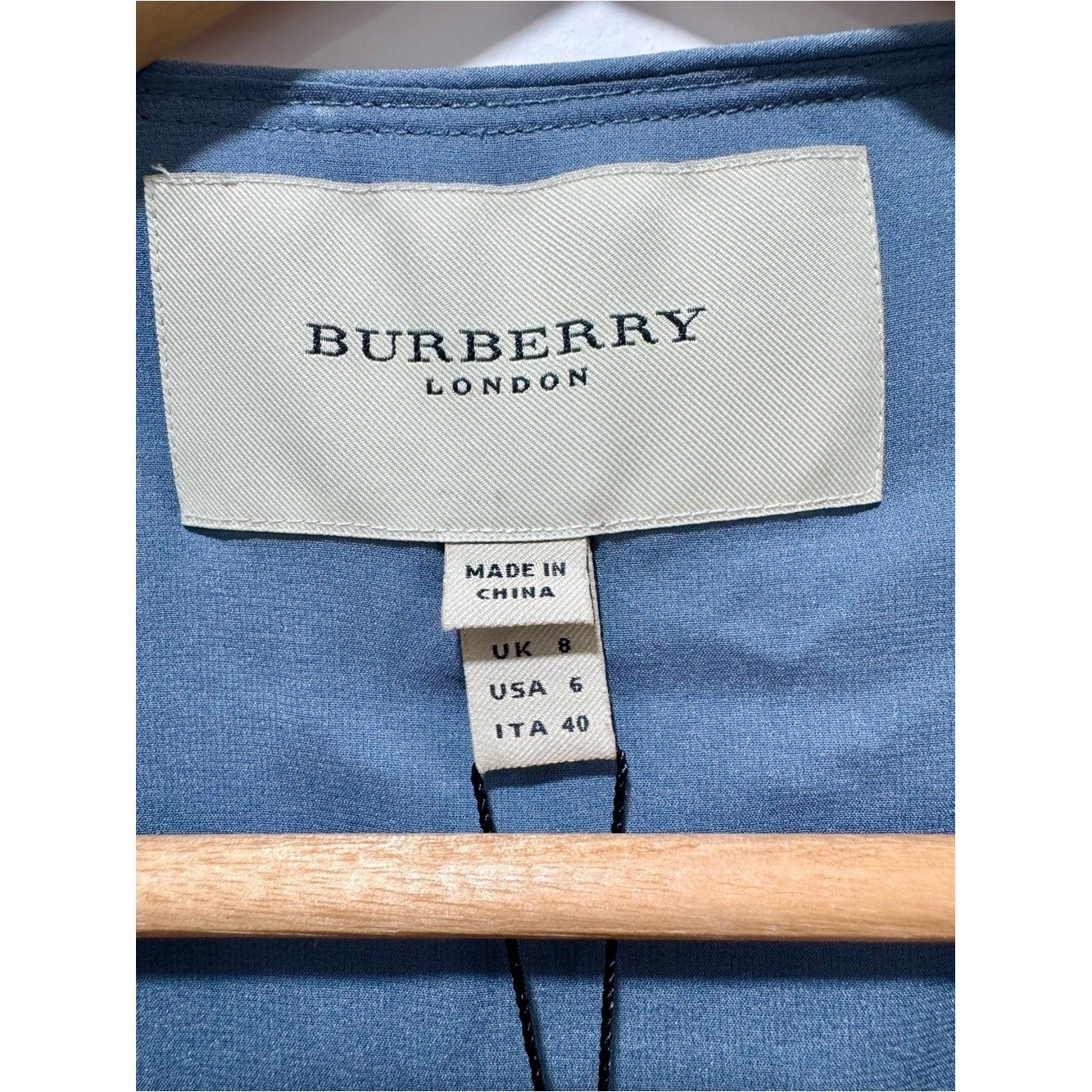 NWT Burberry Silk Blue Gray Pleated Drop Waist Midi Dress Size 6