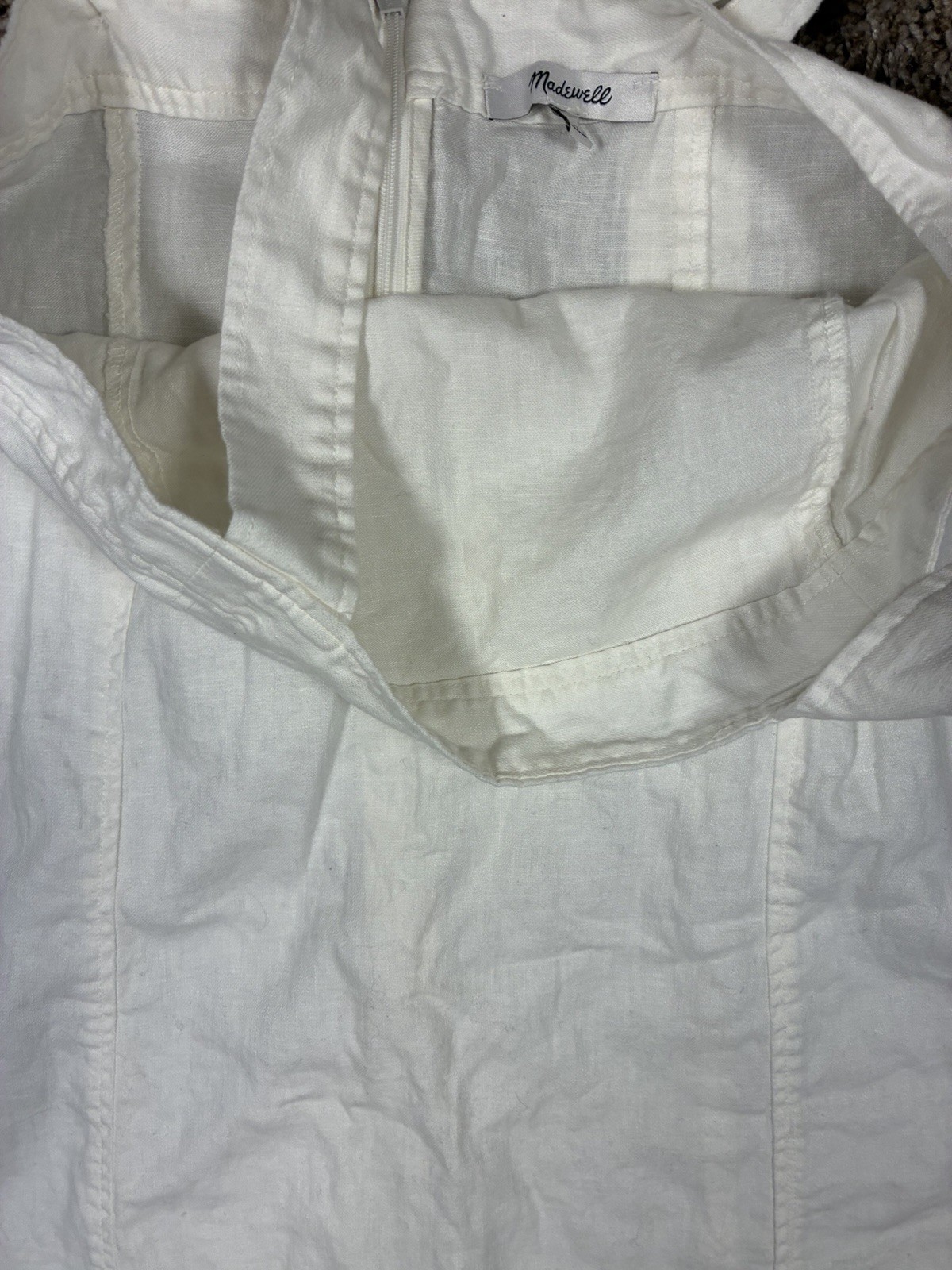 Madewell Linen-Cotton Princess-Seamed Midi Dress Women’s Sz S White