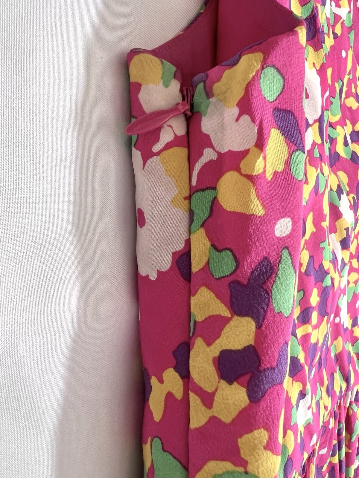 Shoshanna Neiman Marcus Floral One Shoulder Short Dress Pink 8 Medium Cocktail