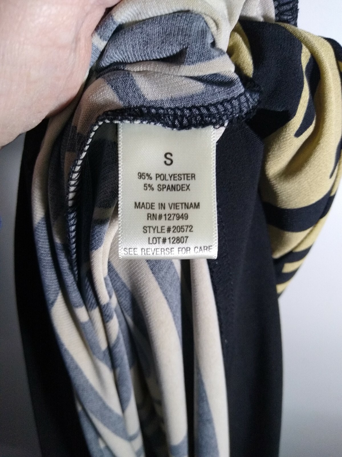 Emma & Michele Brown Black Print Dress Stretch A line Angel Retro Small