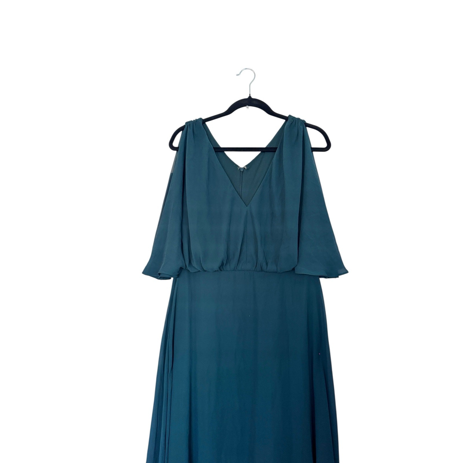 NWOT After Six Split Blouson Sleeve Maxi Gown Women’s Chiffon Evergreen 14