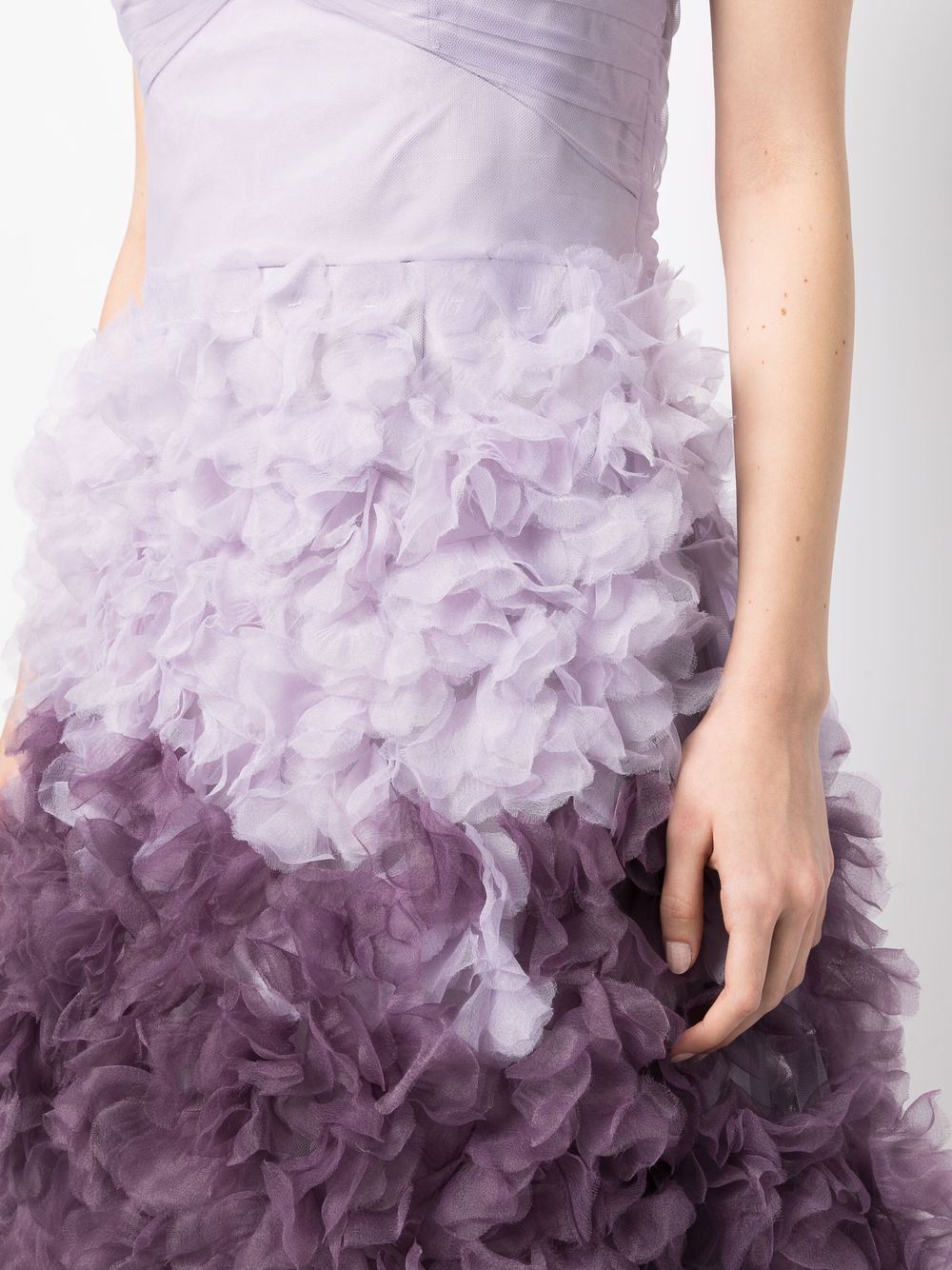 $895 NEW Marchesa Notte Ombre Strapless Tulle Dress Aubergine Purple Lilac 12