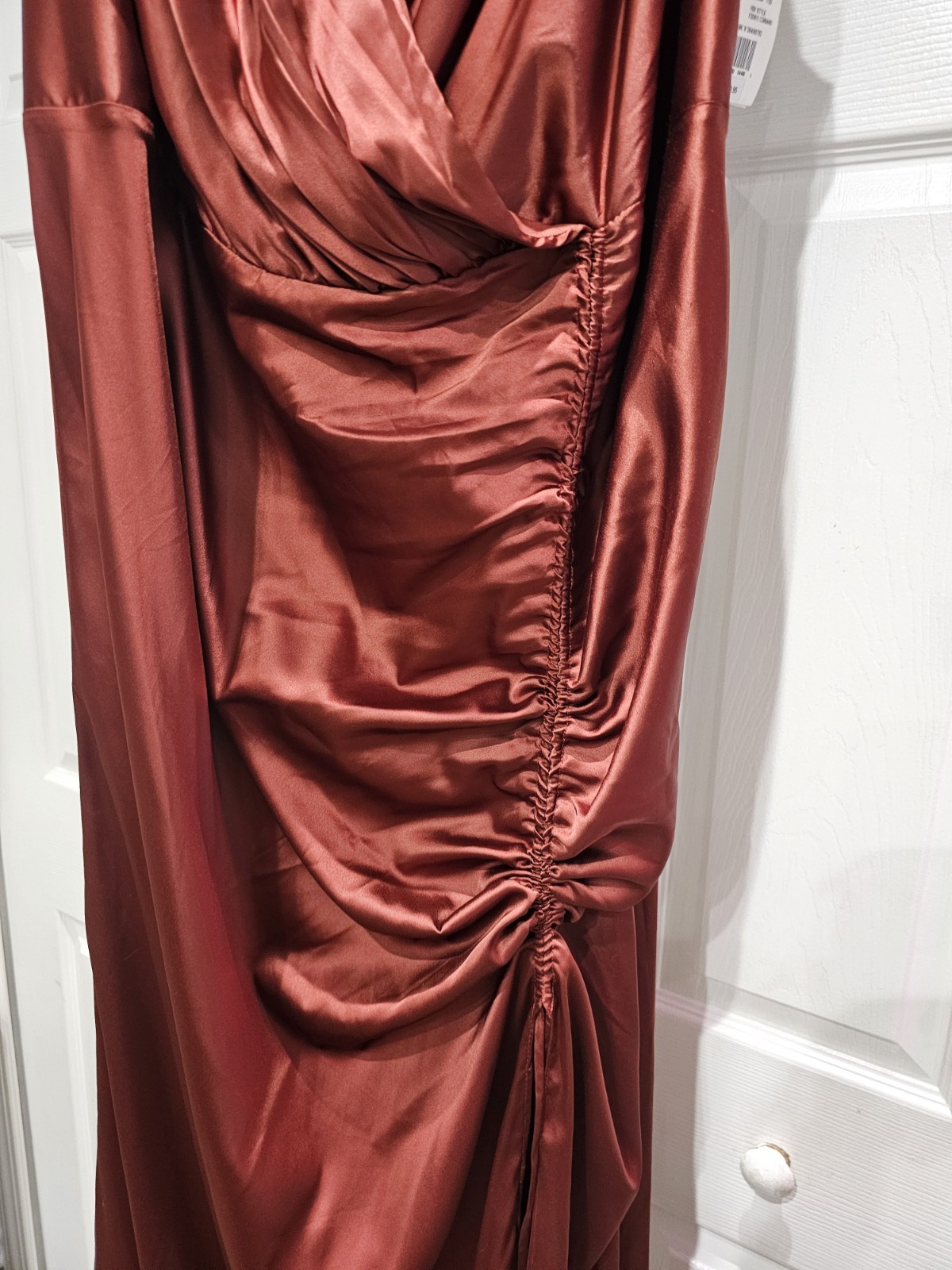 DB Studio Drawstring Dress Brown Satin