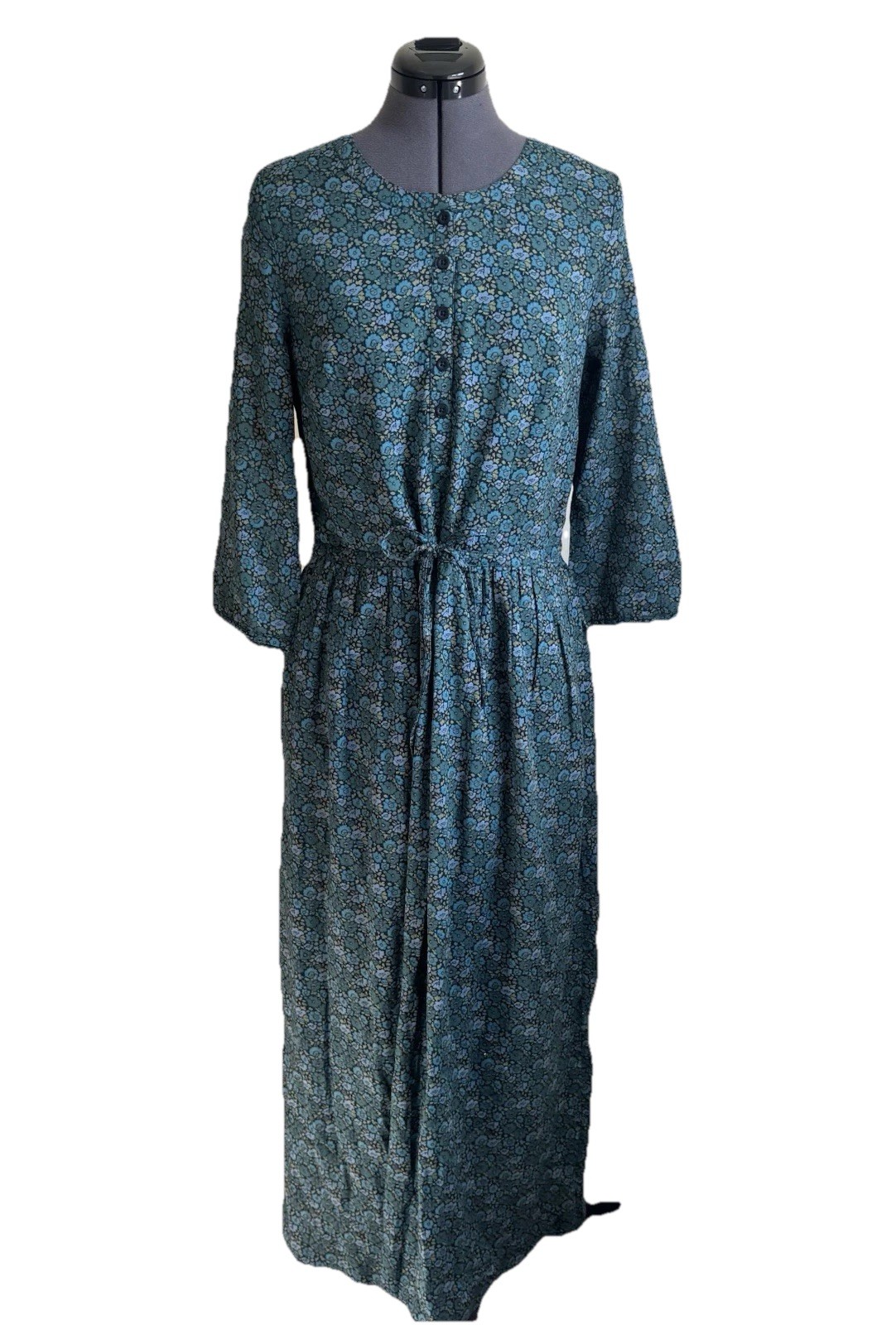 Seasalt women’s green/blue floral print rock dove maxi dress 3/4 sleeve UK 10