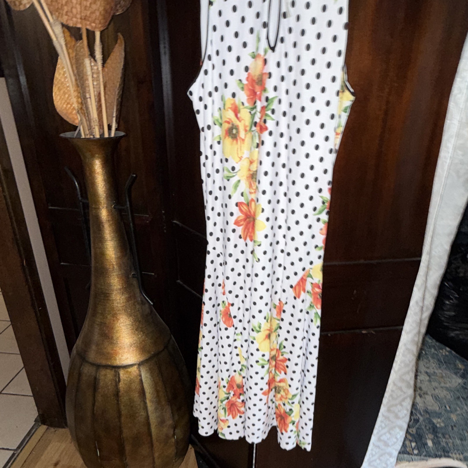 Est. 1946 Women’s M Long Sleeveless Round Neck Sundress Polka Dot Floral
