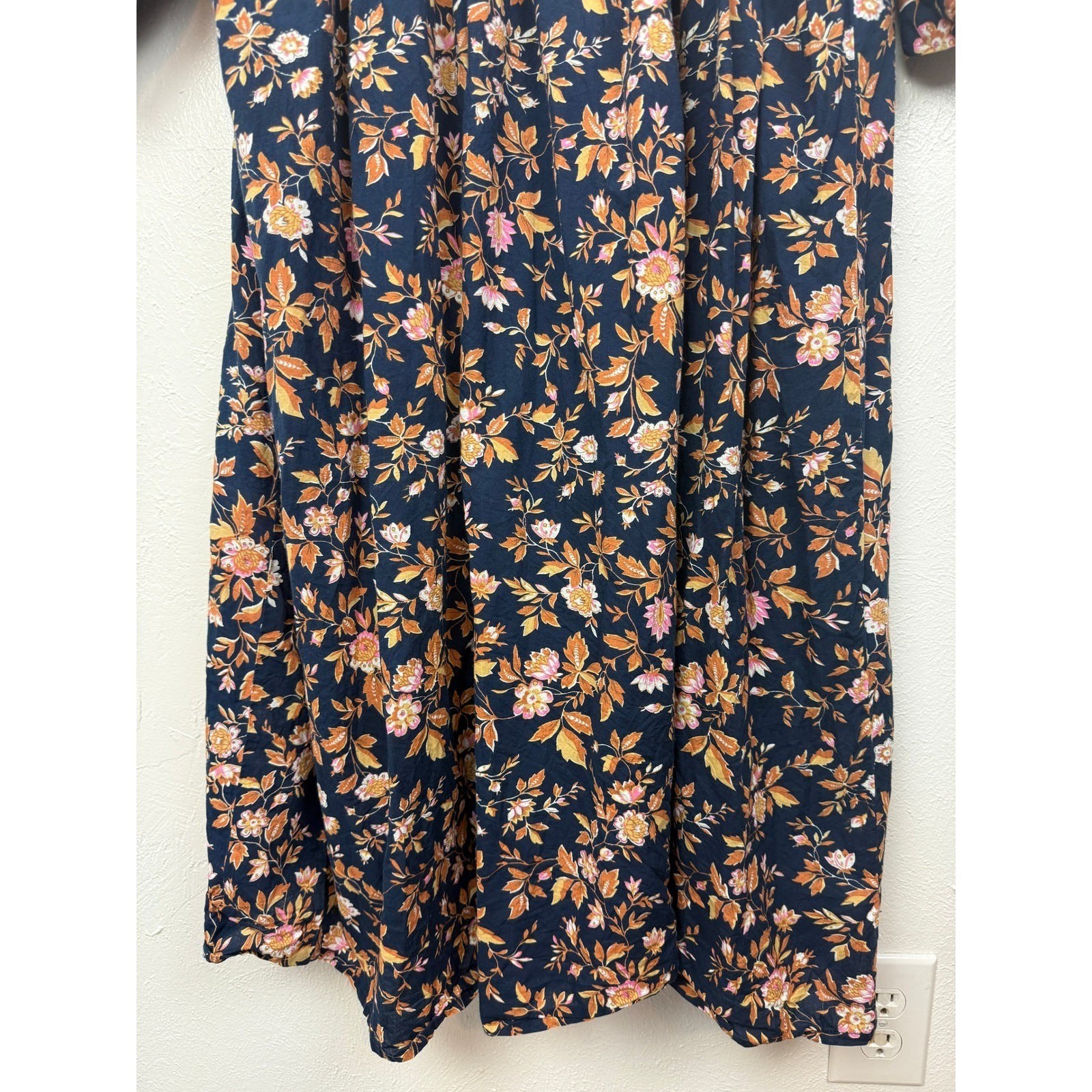 Mille Resort Camille 100% Cotton Smocked Midi Dress Montmarte Floral Large