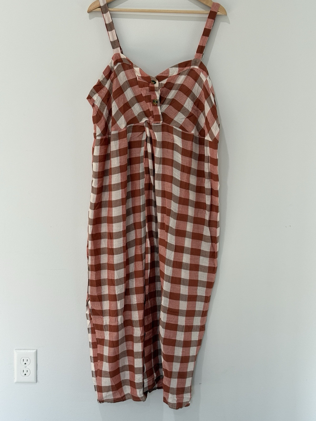 Suzanne Betro Babydoll Sundress Womens 3X Plaid Midi Coastal Resort Beachy NWT