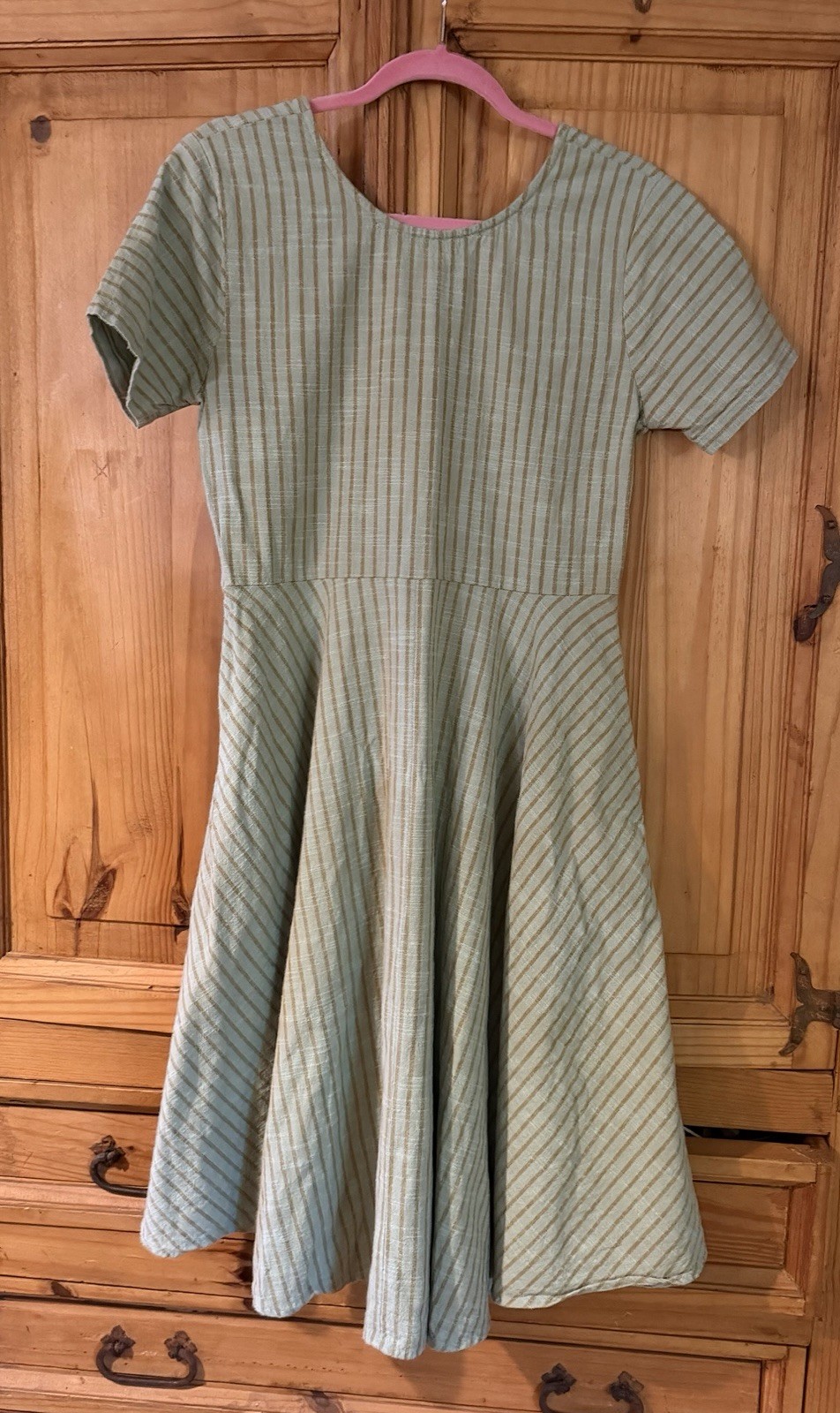 Ace&Jig Luella Dress In Eucalyptus Size Small Pale Green Striped 100% Cotton