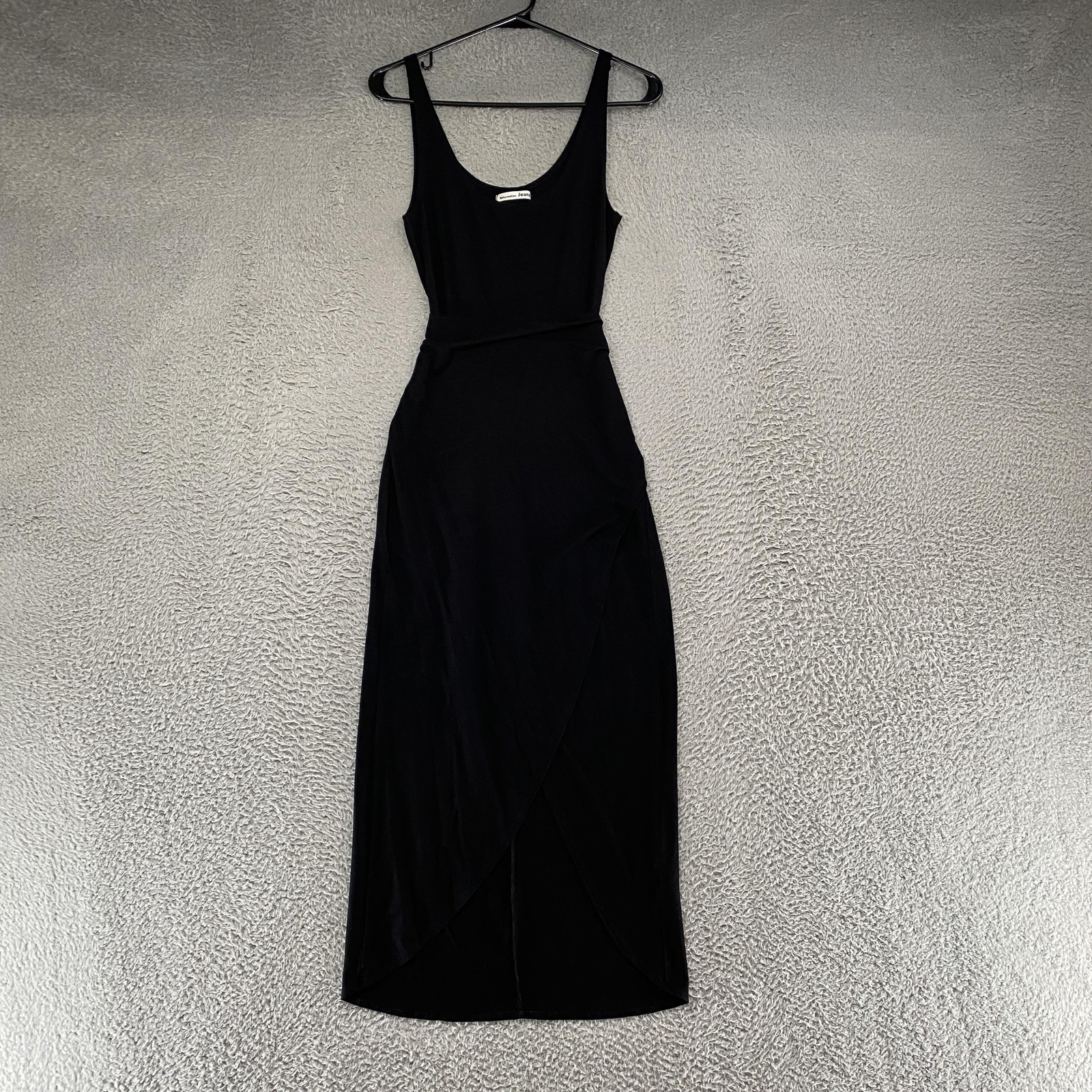 Reformation Tulip Tank Dress Womens S Black Wrap Jersey Scoop Neck Tie Waist