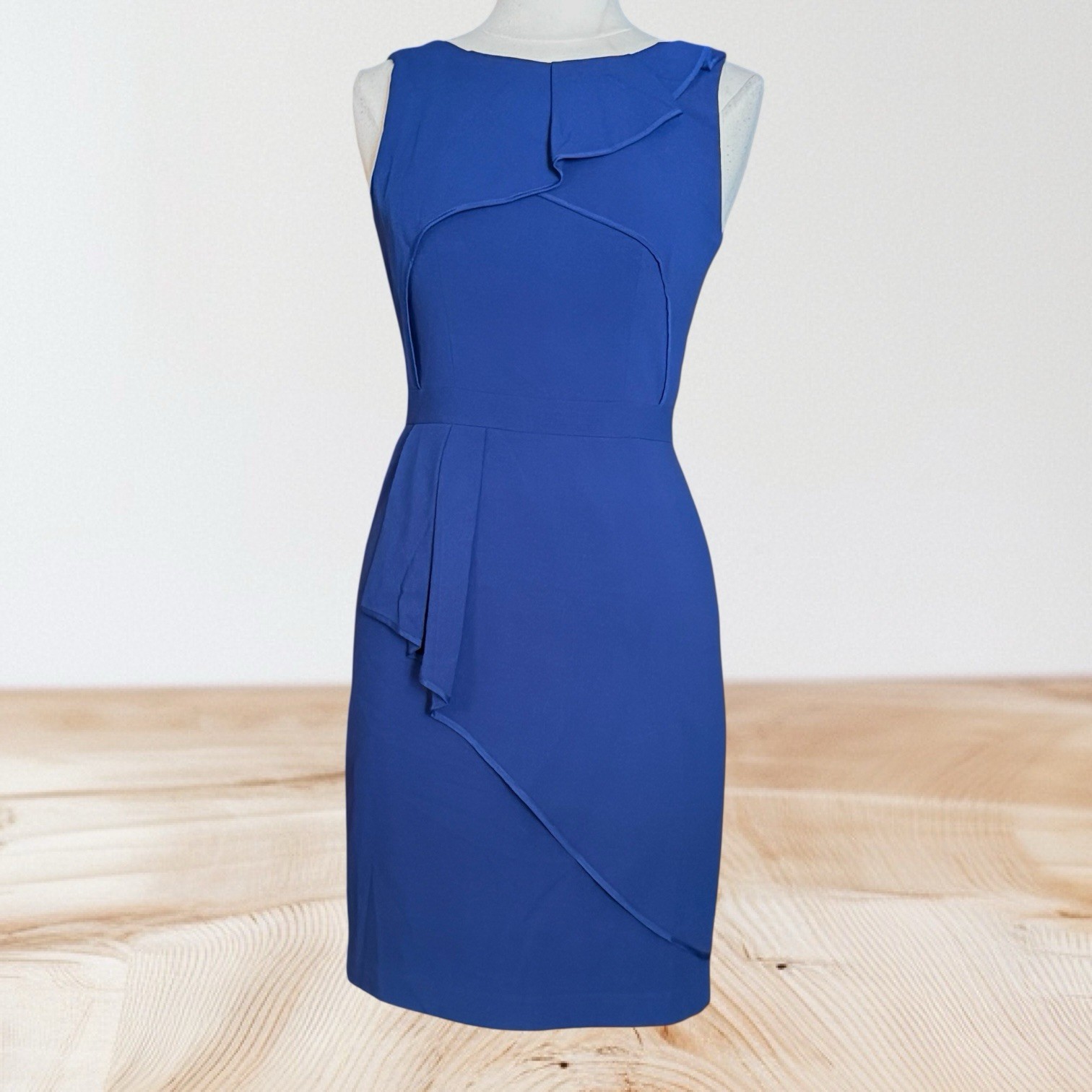 BCBG MaxAzria Sleeveless Siri Dress Sz 8 Blue Depth Bodycon Cocktail Event Party