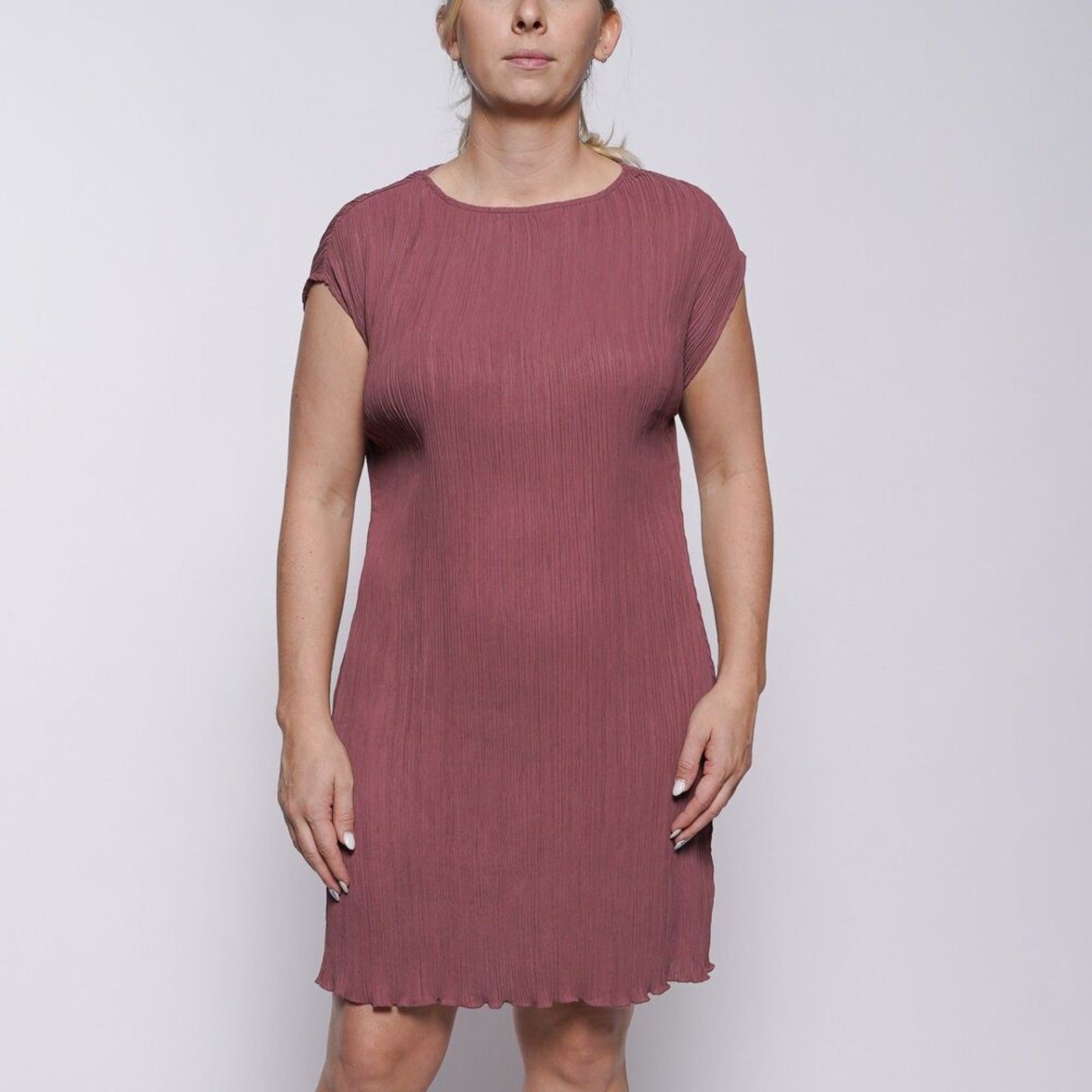 NWT Madewell Mauve Plisse Mini Tee Dress