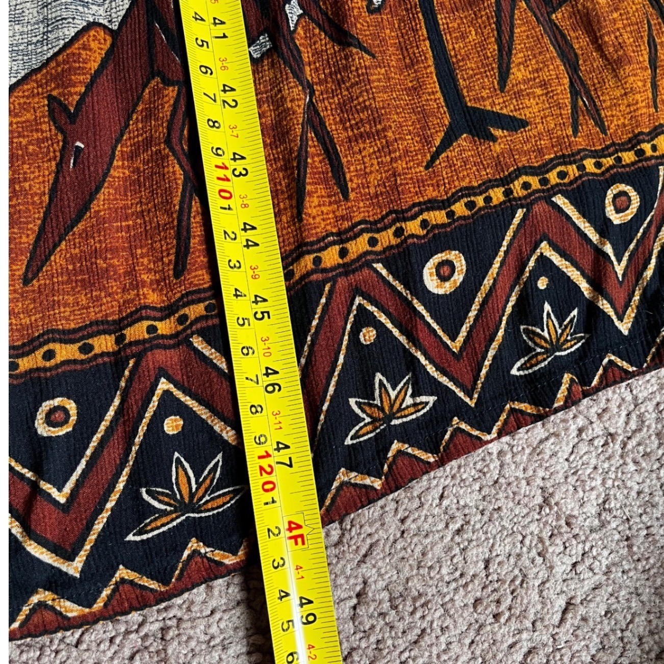 Bila Womens Tribal Print Sleeveless Maxi Dress Orange Brown Rayon Boho Large