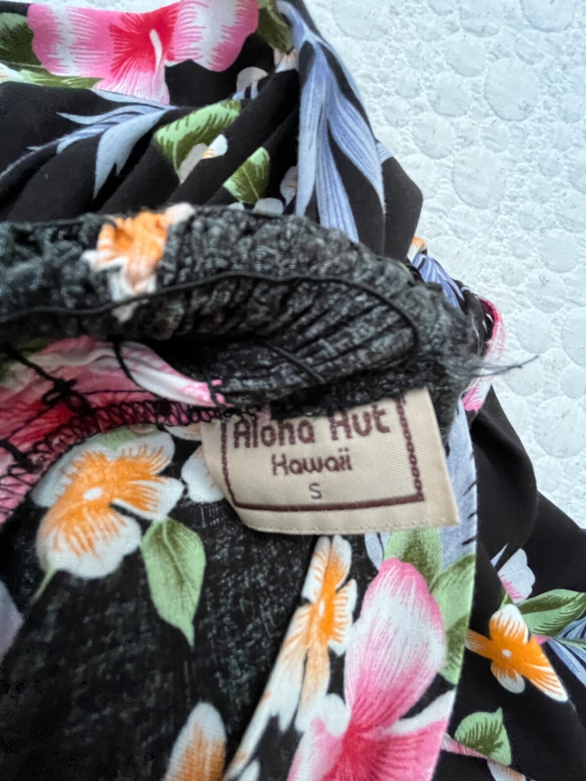 Aloha Hut Hawaiian Small Floral Strap Maxi Dress Black Travel Beach