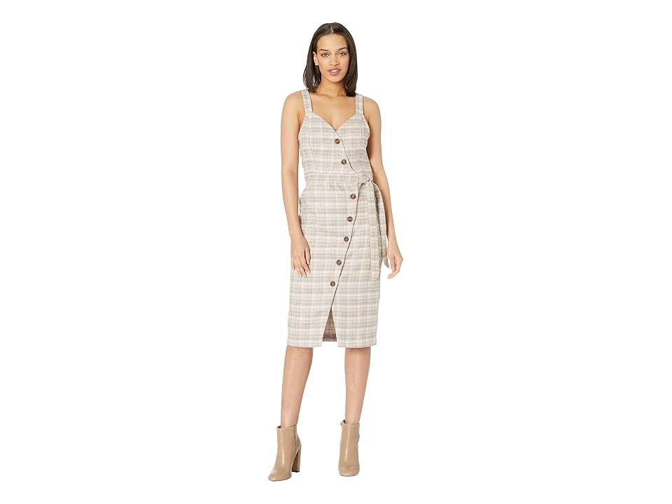 J.O.A Dress Check Wrap Dress Woman beige/multicolor size S