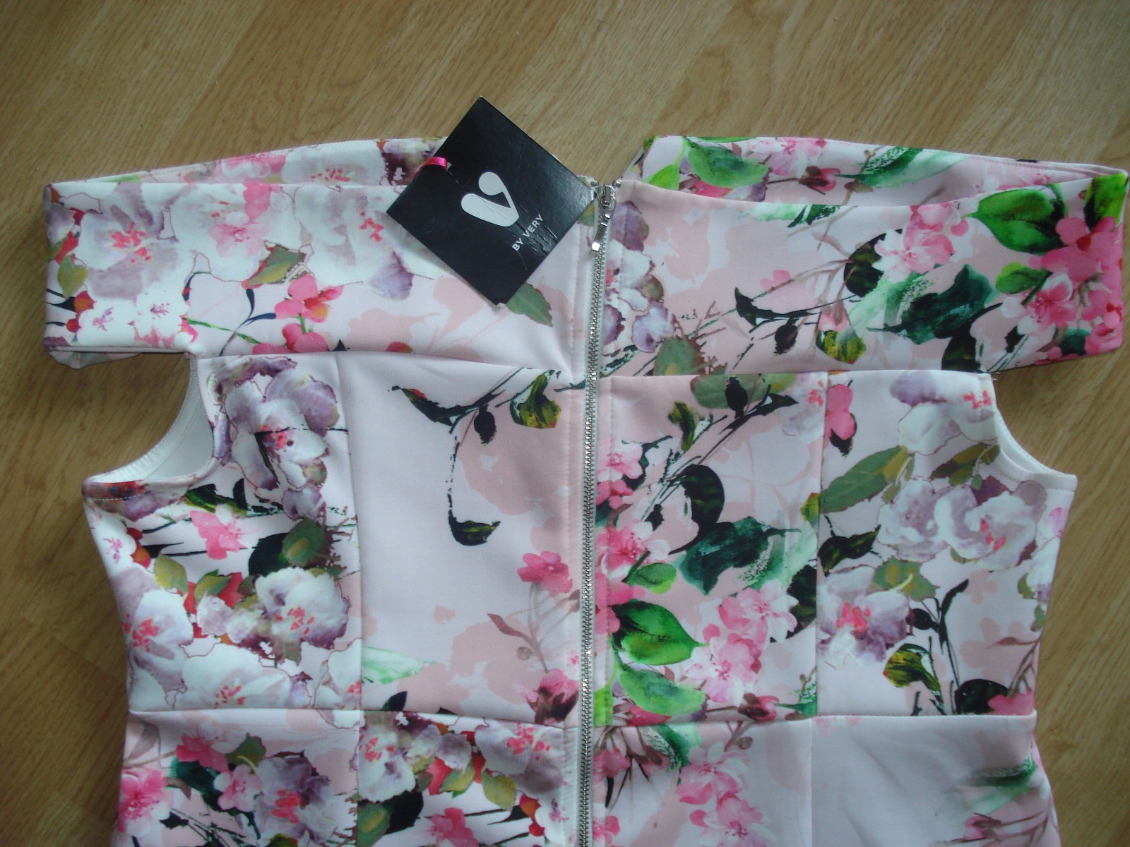 VERY PINK FLORAL OFF SHOULDER ZIP SLEEVELESS POLY/ELASTANE UK 14