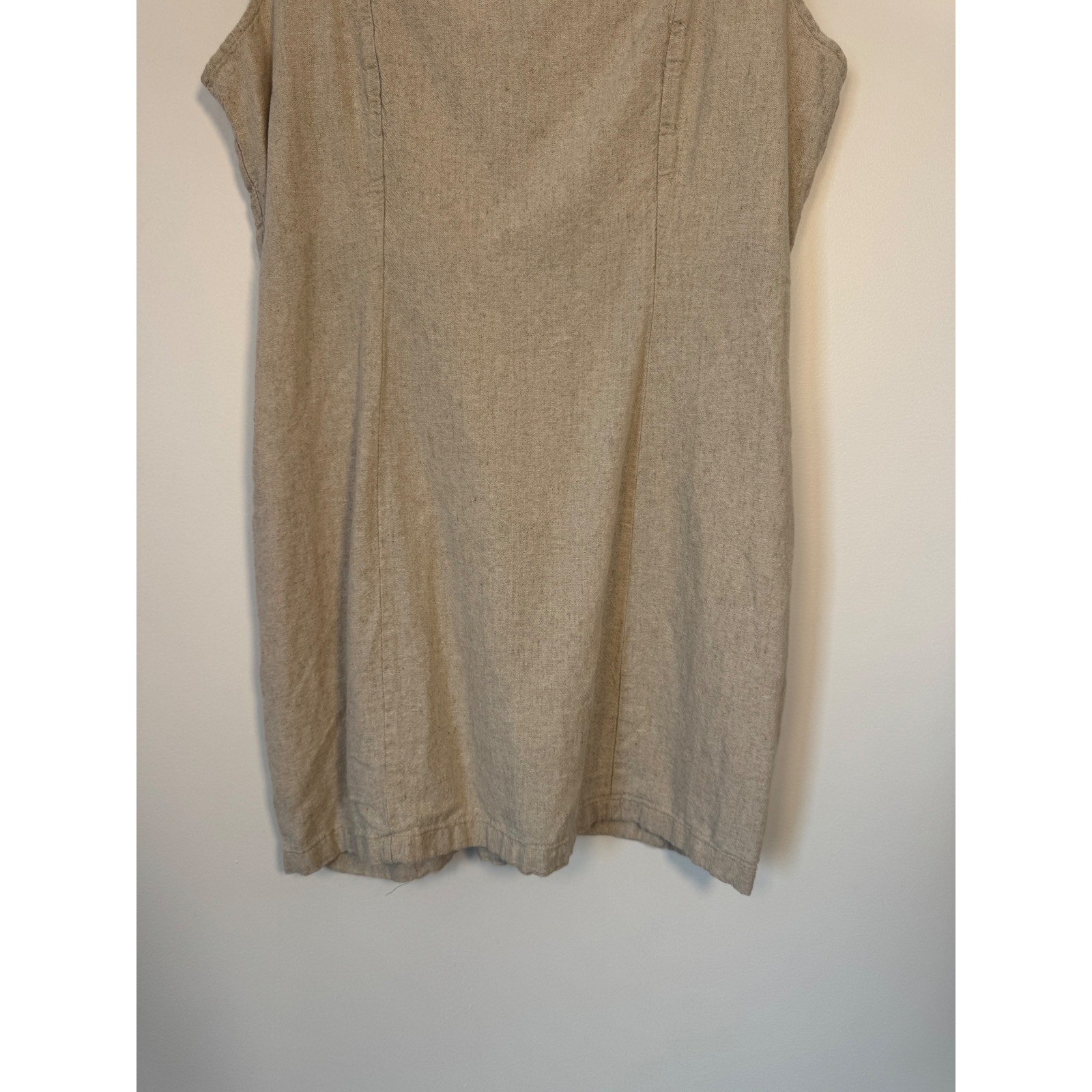 Linen Core Old Navy Smocked Back Mini Dress Womens XL Oatmeal Beige