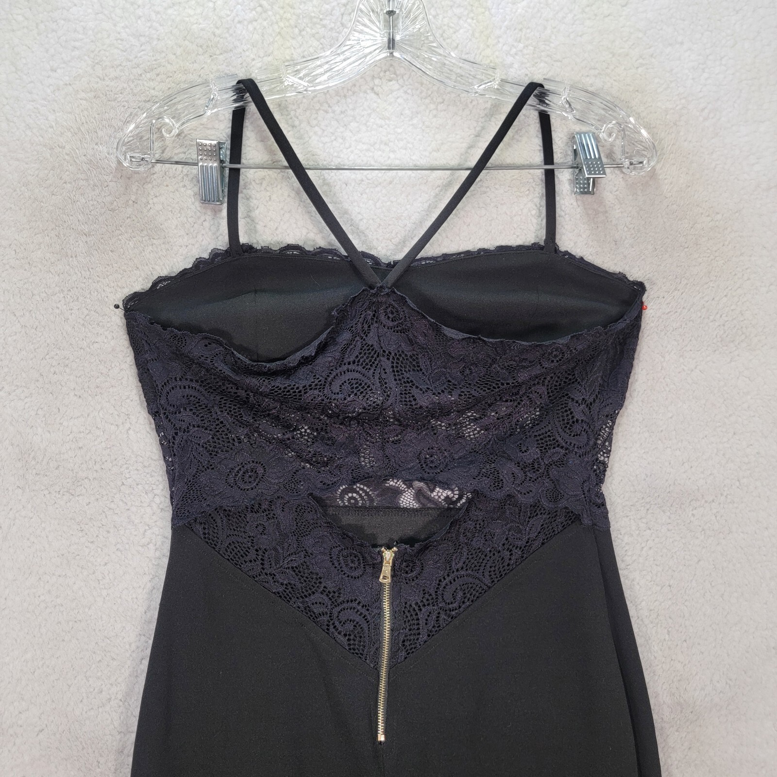 Black Floral Lace Sheer Bustier Cut Out Bodycon Sexy Dressy Womens Dress Size L