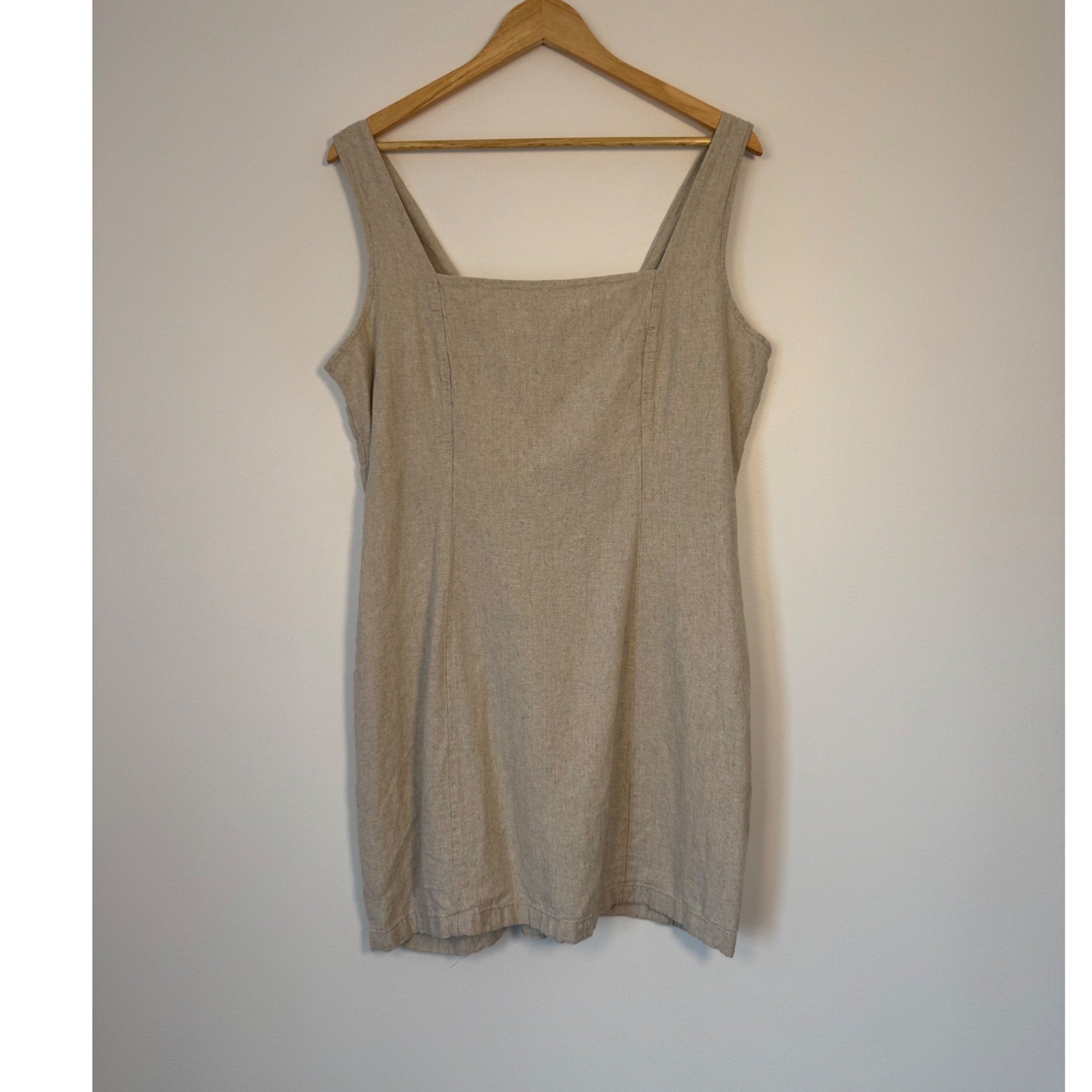 Linen Core Old Navy Smocked Back Mini Dress Womens XL Oatmeal Beige