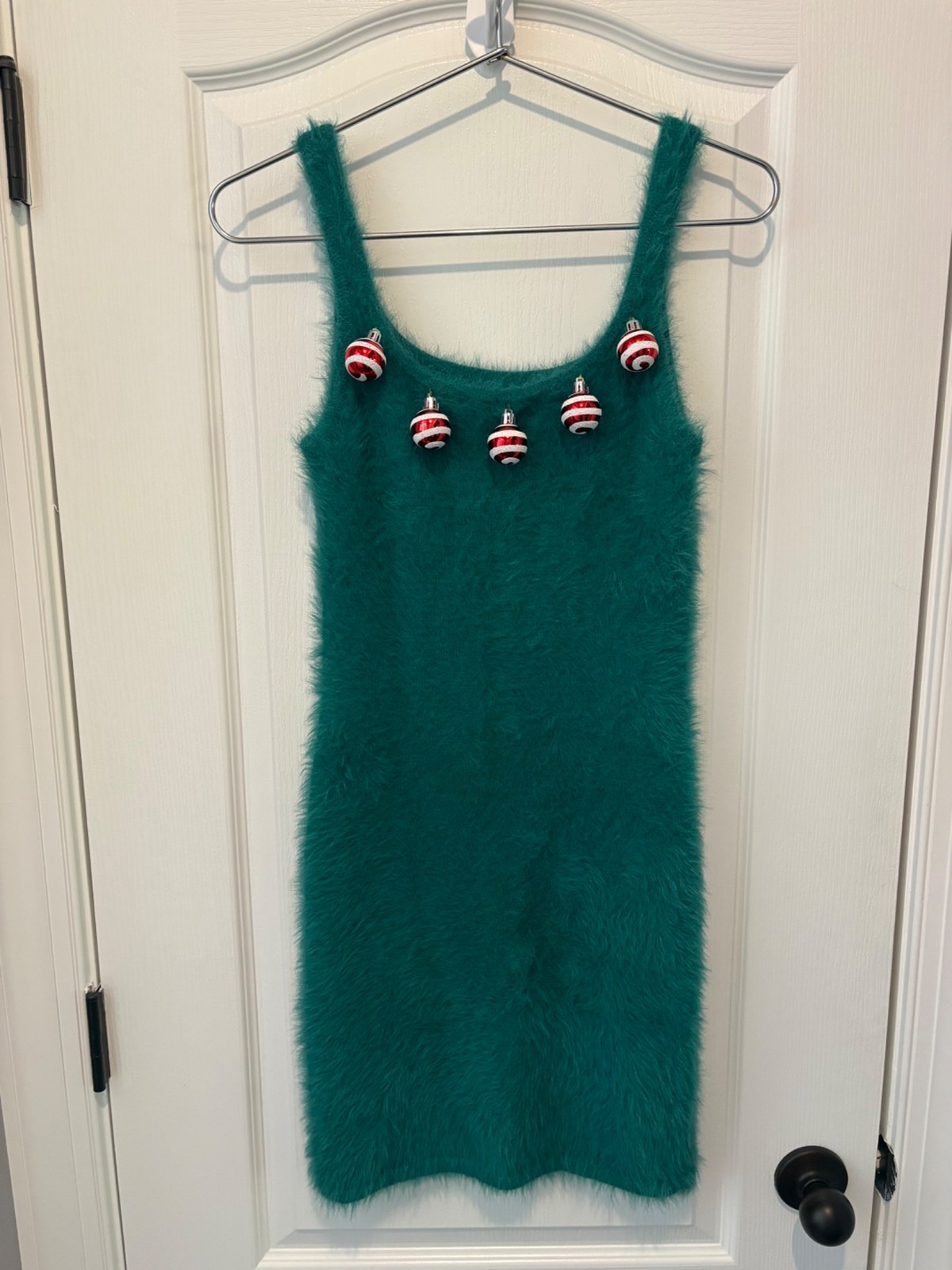 Aerie Women’s Fuzzy Mini Dress Christmas Ornament Bodycon Size XS Green