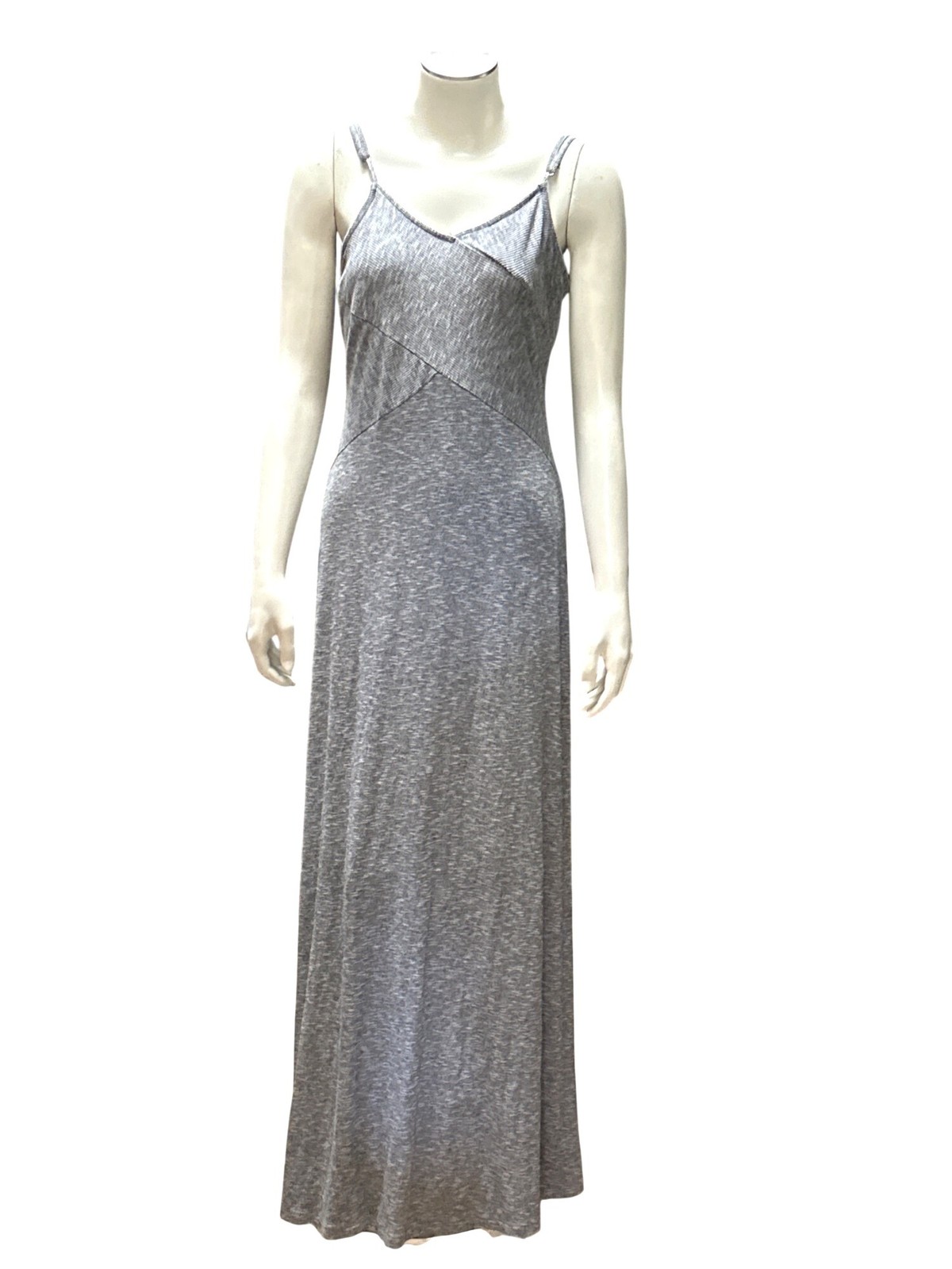 Mossimo Medium Gray Maxi Dress Adjustable Straps Stretch Knit Casual Cool Trendy