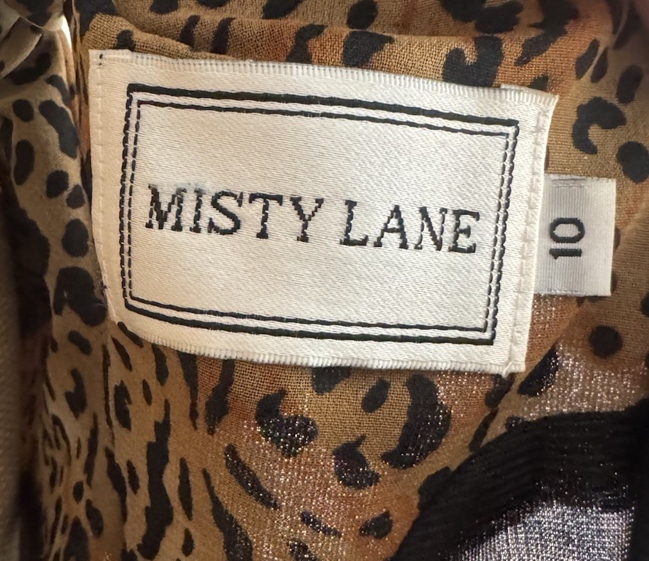 VTG 80s 90s Leopard Cheetah Animal Print Maxi Dress Flowy Criss Cross Back Sz 10