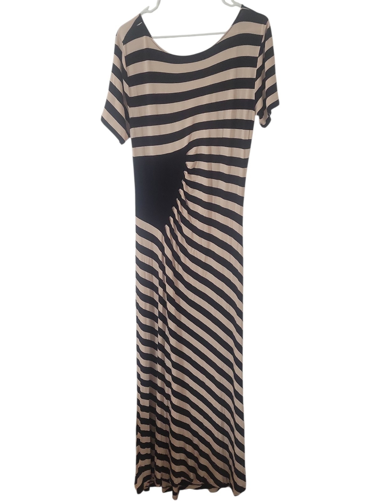 Trulli Large white and Black Striped Stretch Maxi Dress XL