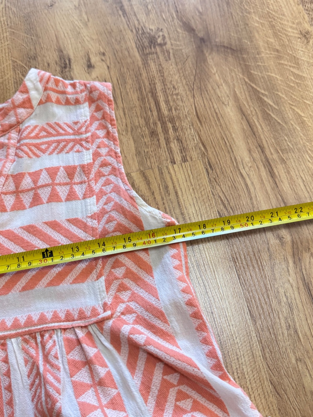 Devotion Twins Ella Mini Dress Sleeveless Salmon Orange White Geometric Women XS