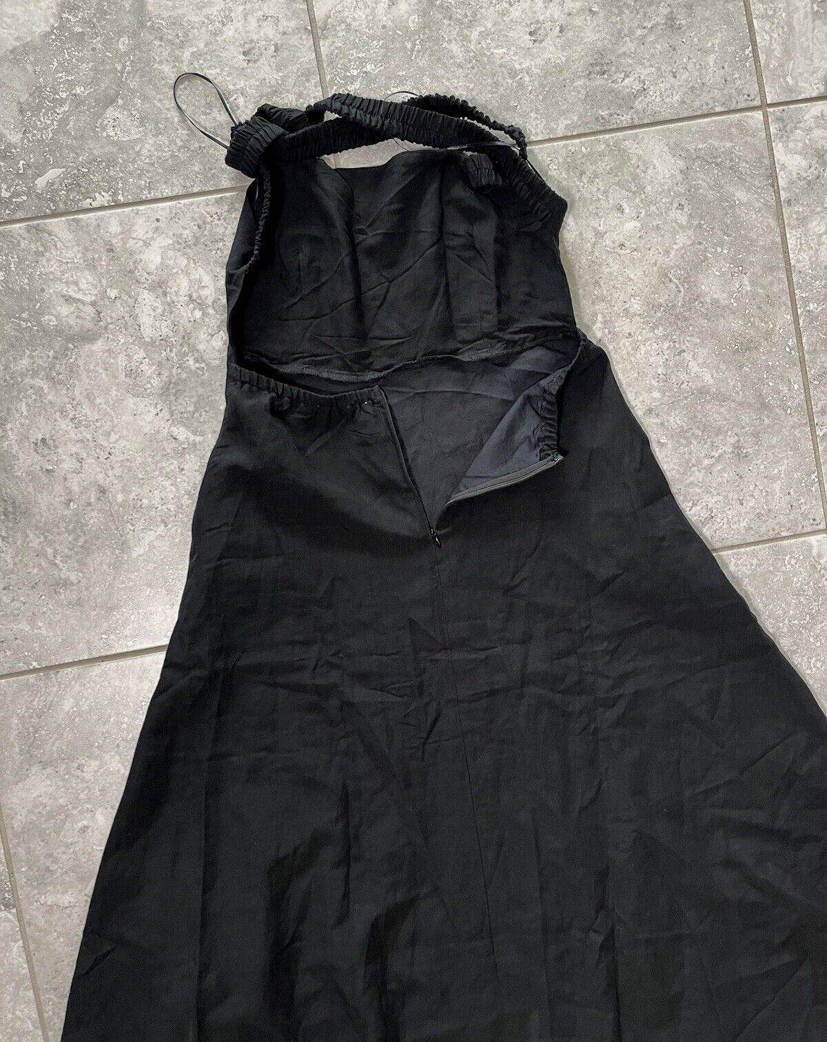 ASTR Valenz Linen Blend A Line Square Neck Criss Cross Back Midi Dress Black M