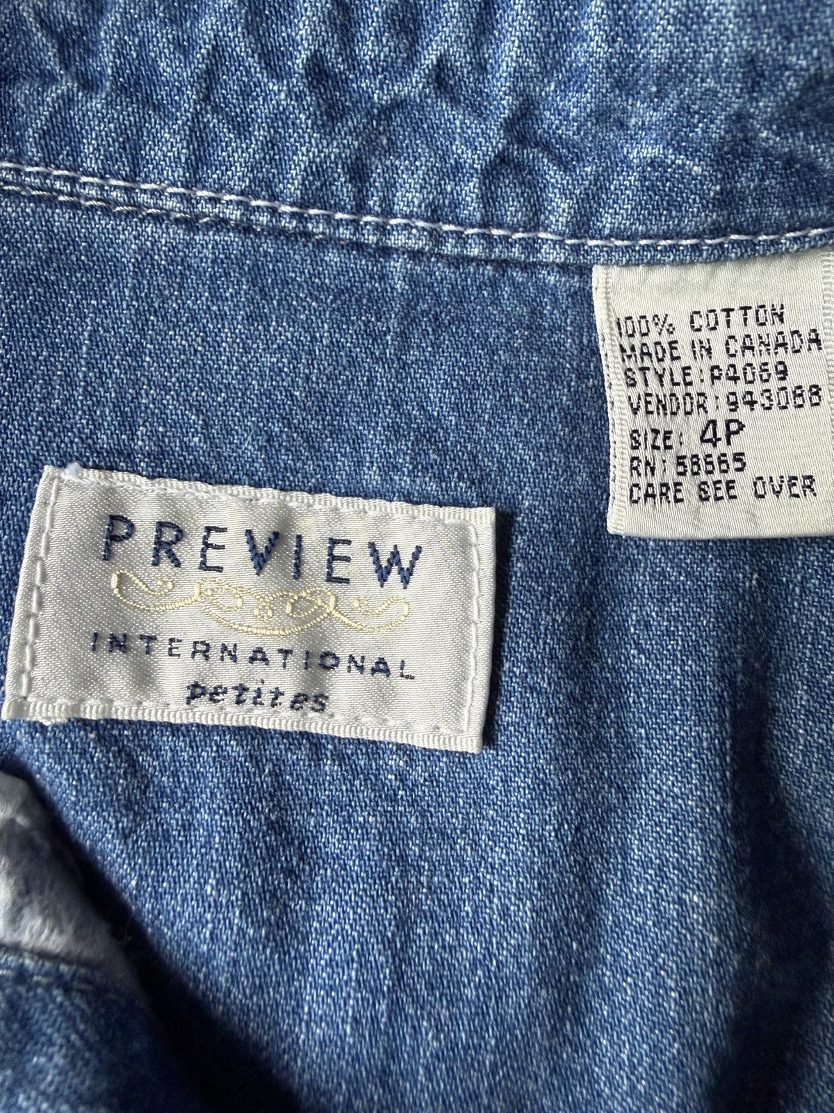 Preview International Denim Midi Button Down Dress Womens Size 4 Petite Western