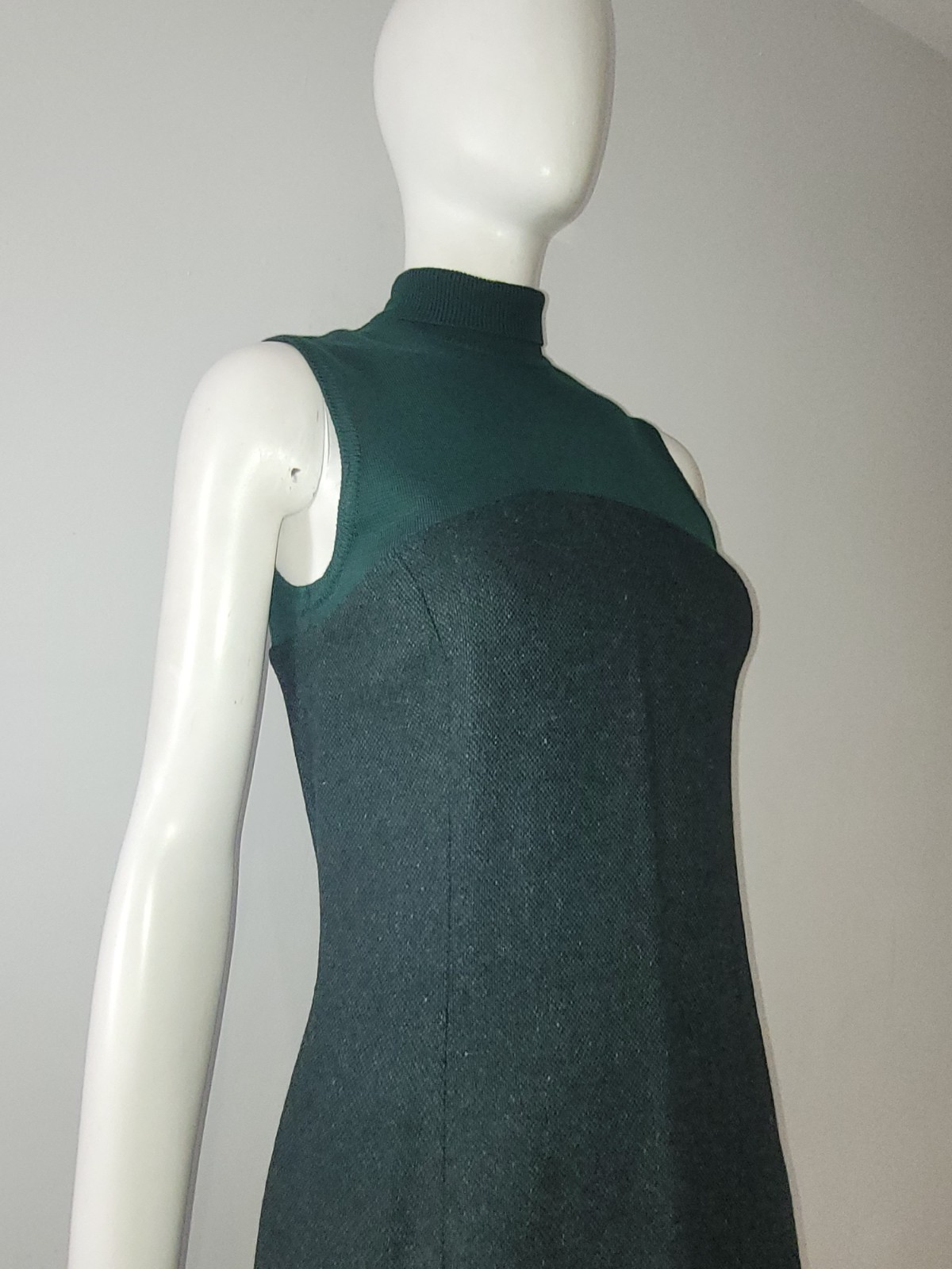 Istante Versace Green Tweed Dress UK 8 10 EU 36 38 Wool Blend Pencil Fitted