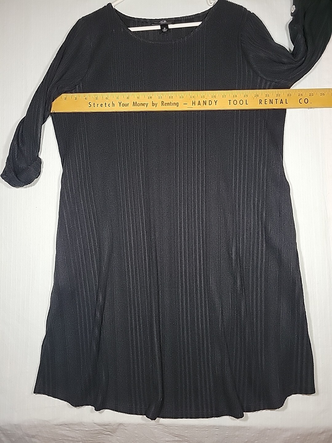 AGB Womens Black Sweater Dress Size 1X Lightweight Semi Sheer Knee Length