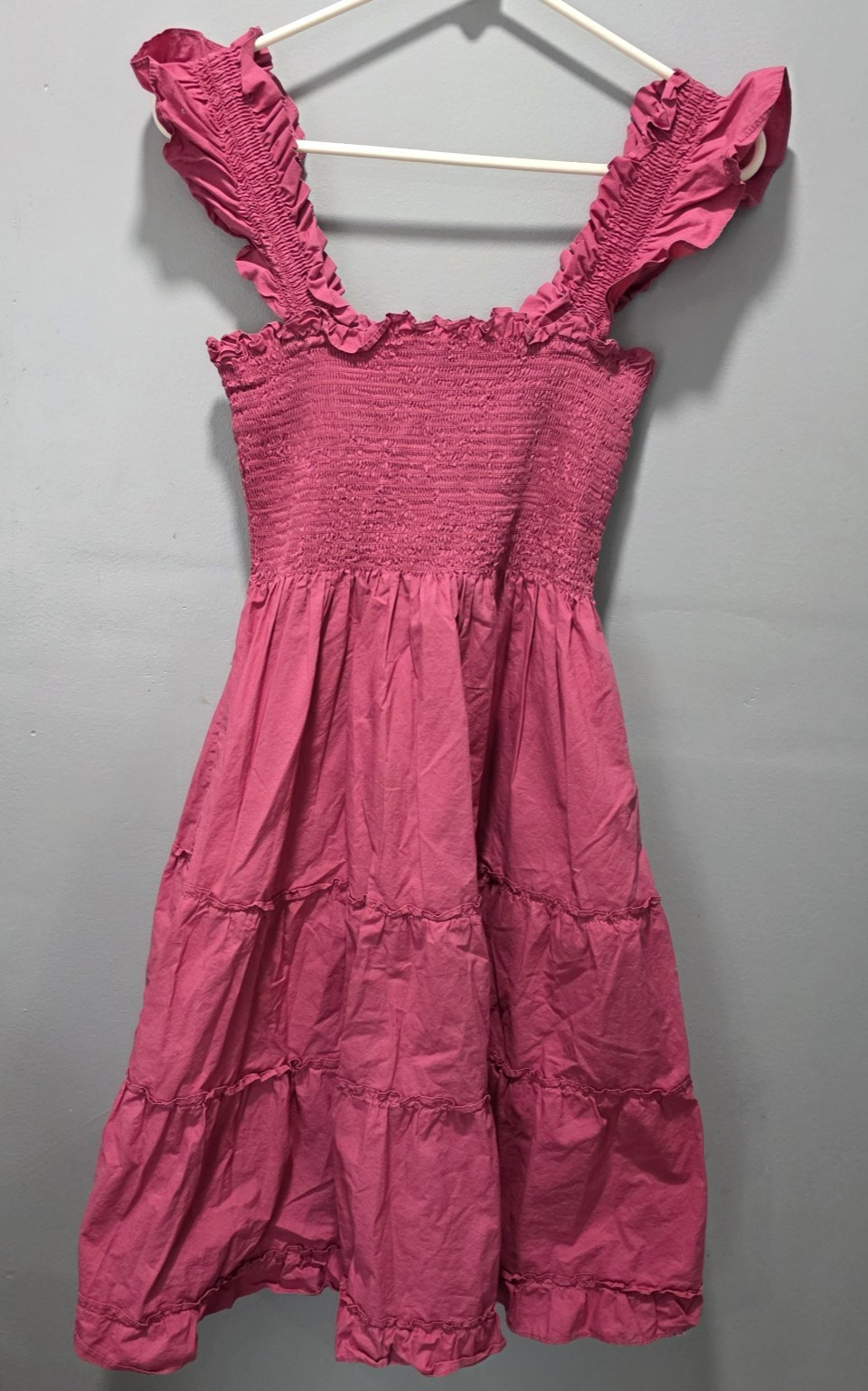 Hill House Home The Nap Dress Size S Pink Sleeveless Smocked Tiered Womens