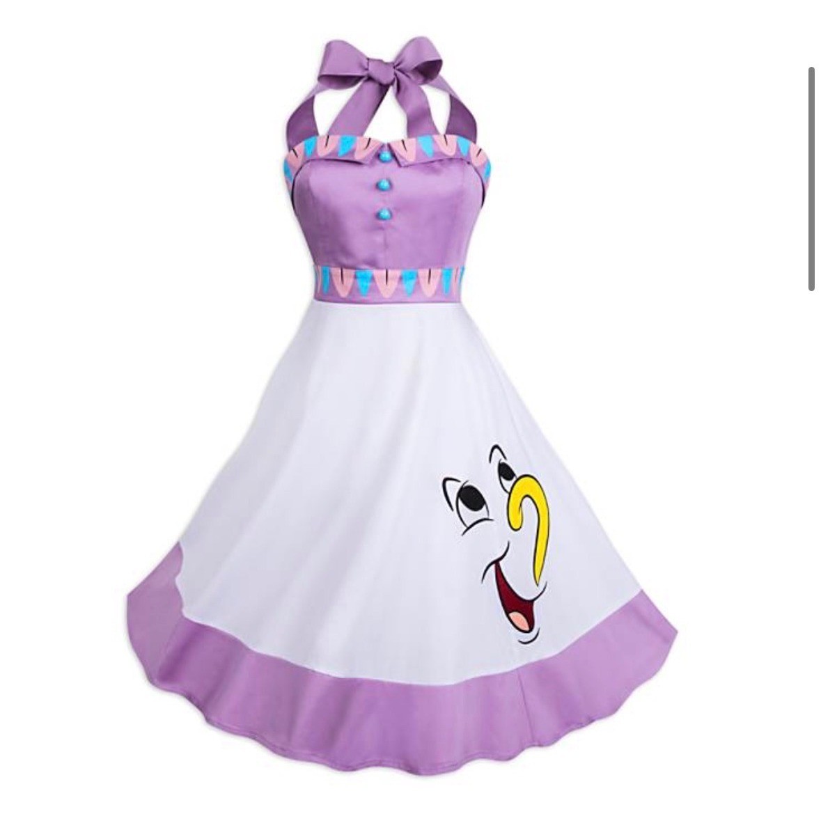 NEW Disney Parks Mrs Potts Chip Cup Beauty and the Beast Halter Dress Large