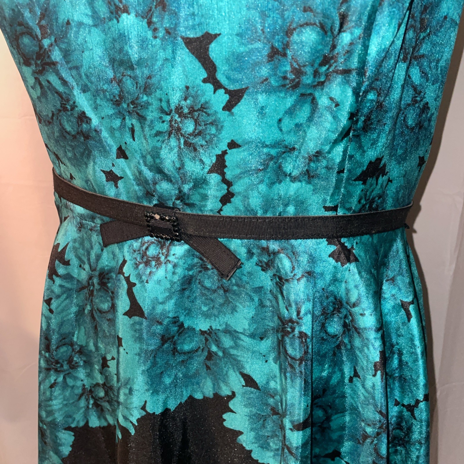 DB Established 1962 Black And Turquoise Flower Dress Size XL