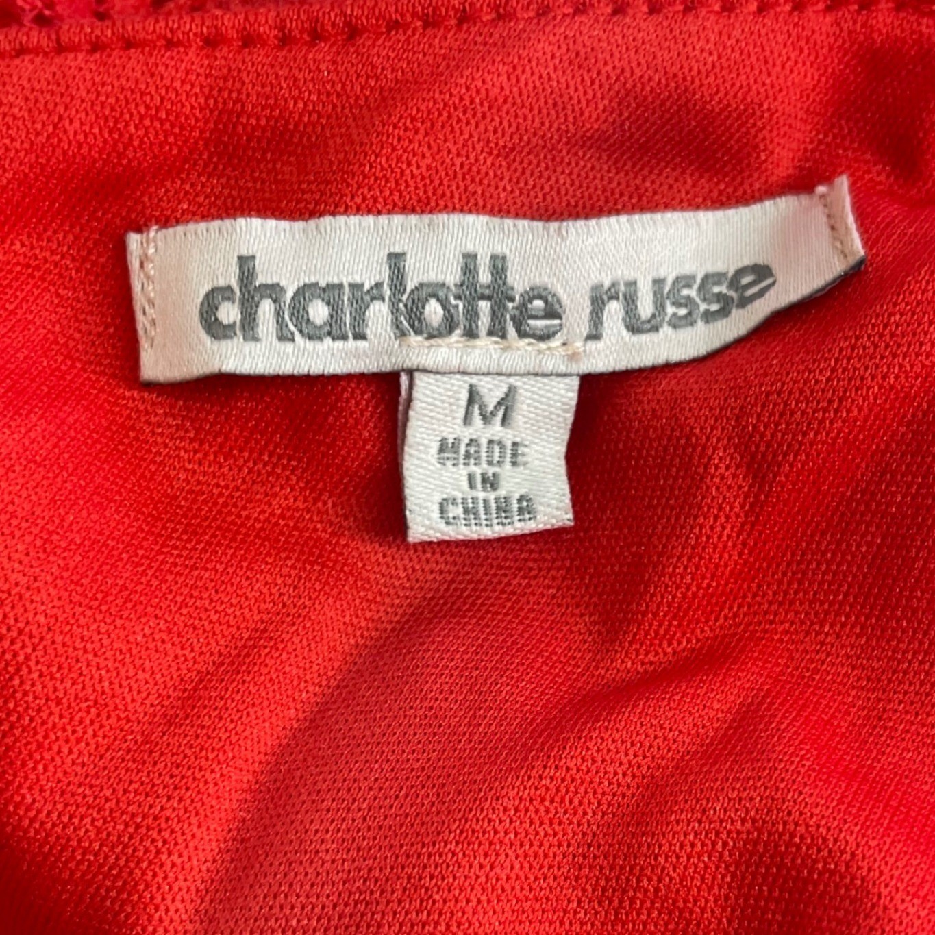 Charlotte Russe Size Medium Midi Dress Red Lace Flounce Belted Y2K Womens