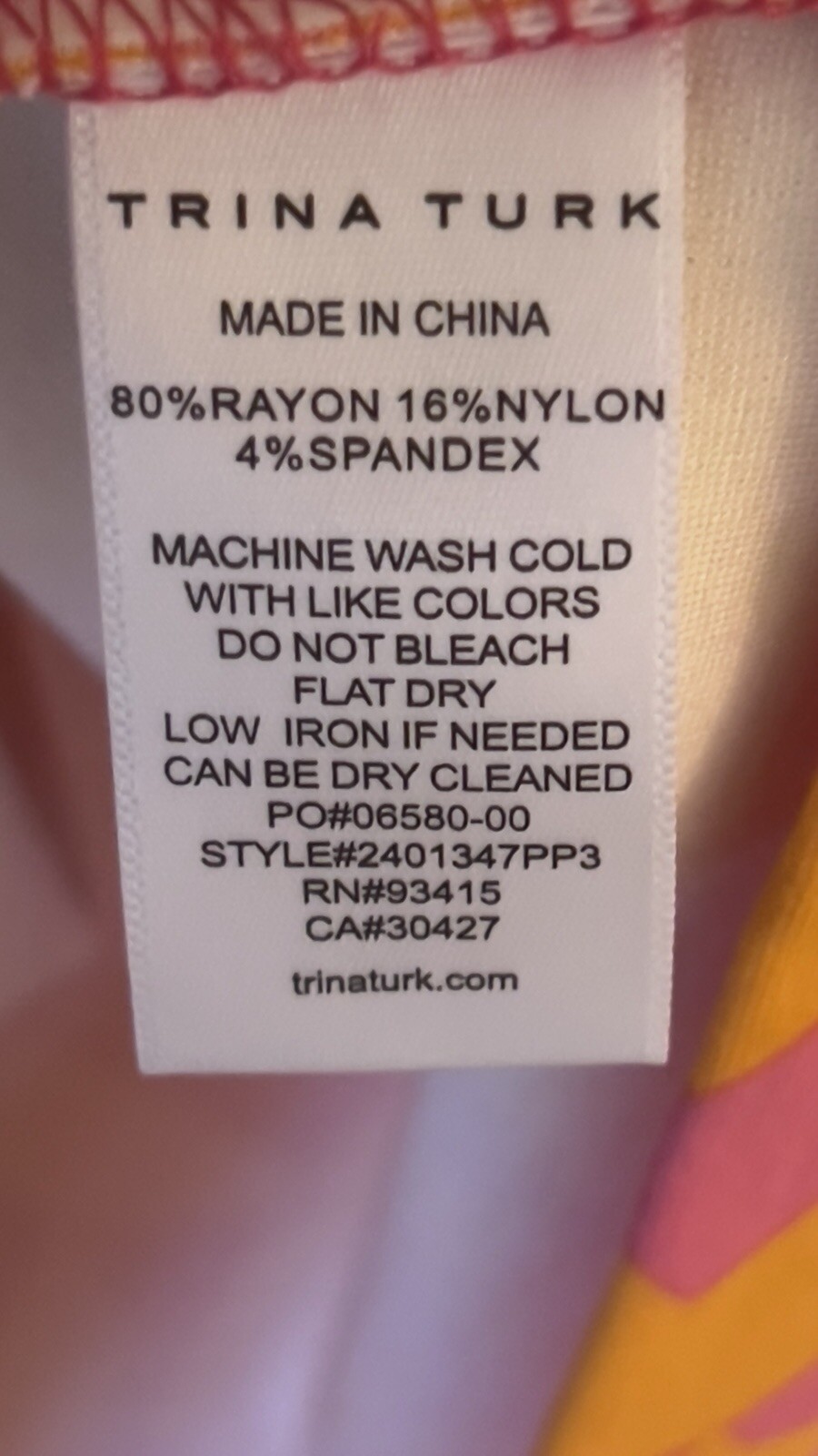 Trina Turk Multicolor Pink/Orange Scuba stretch Fabric Large