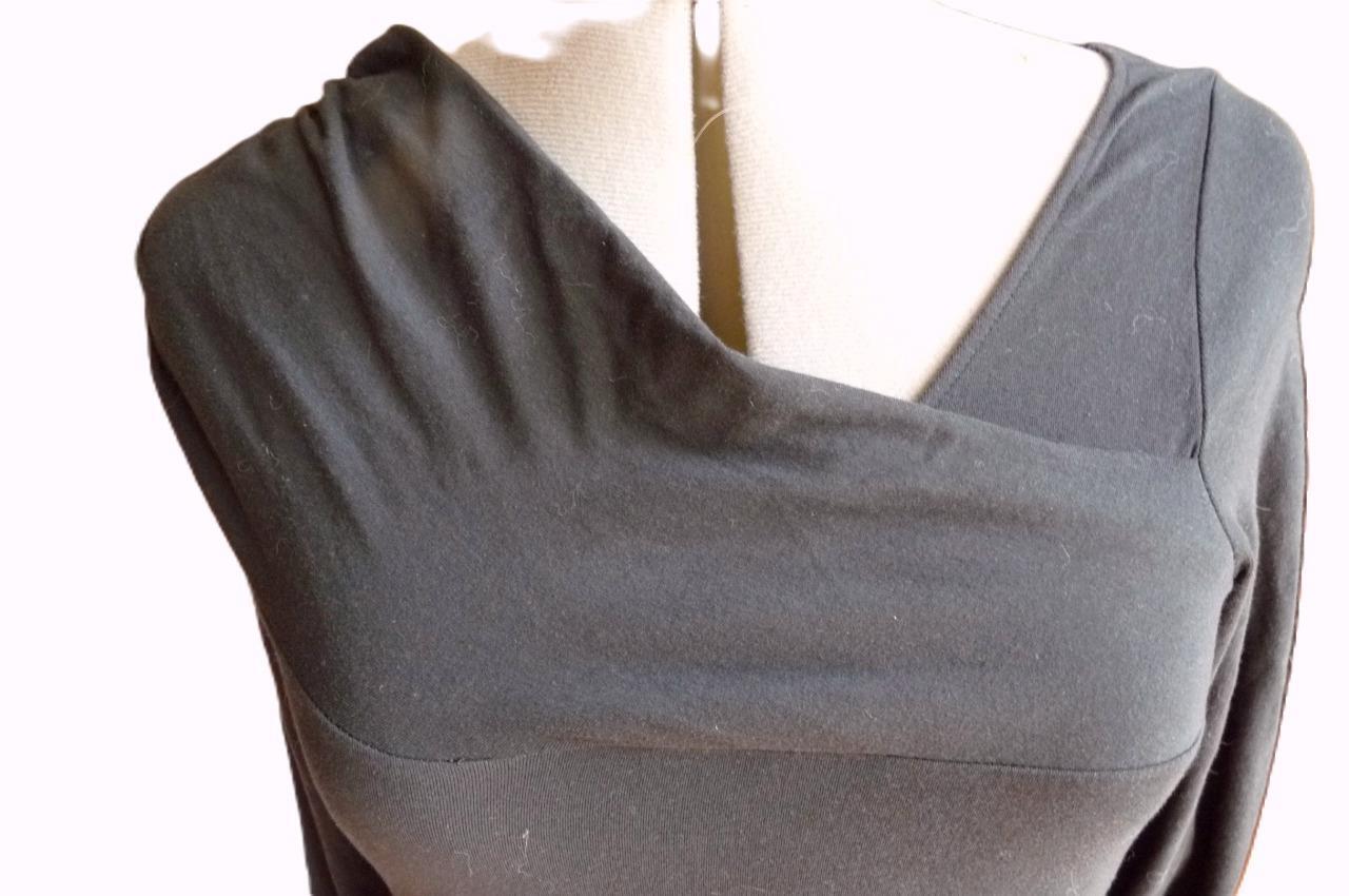 Lole Black stretch organic cotton knit draped neck bodycon athletic dress M EUC