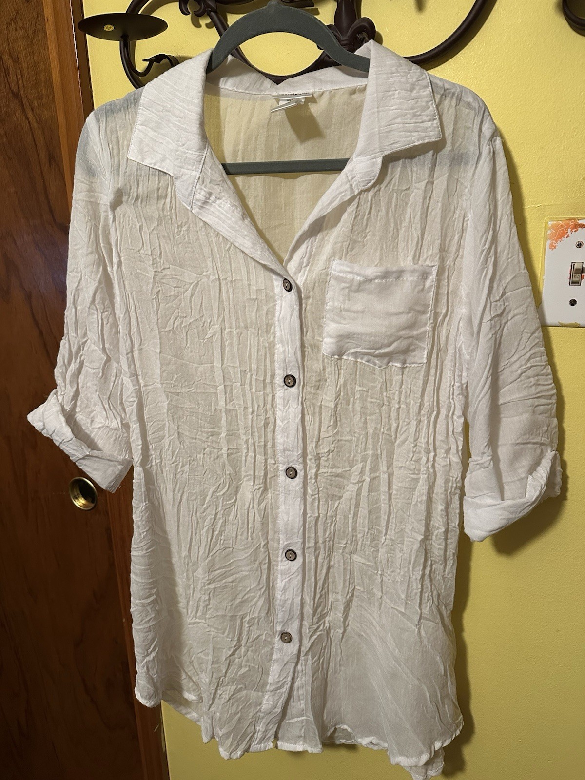 Wearabouts Women’s White Shirtdress Sheer Dress Great Beach Cover Also Sz S