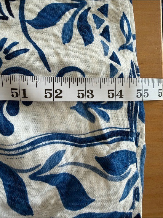 CeCe Ivory Blue Mediterranean Tile Print Tiered Maxi Dress Sz LARGE Rayon Linen