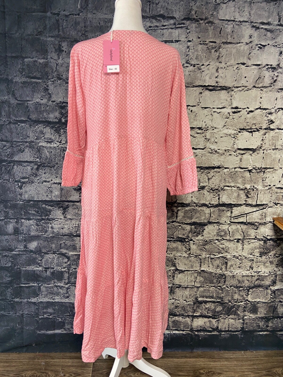 Mittoo by Khantil Womens Dress XL Boho Embroidered Maxi Pink Cottagecore