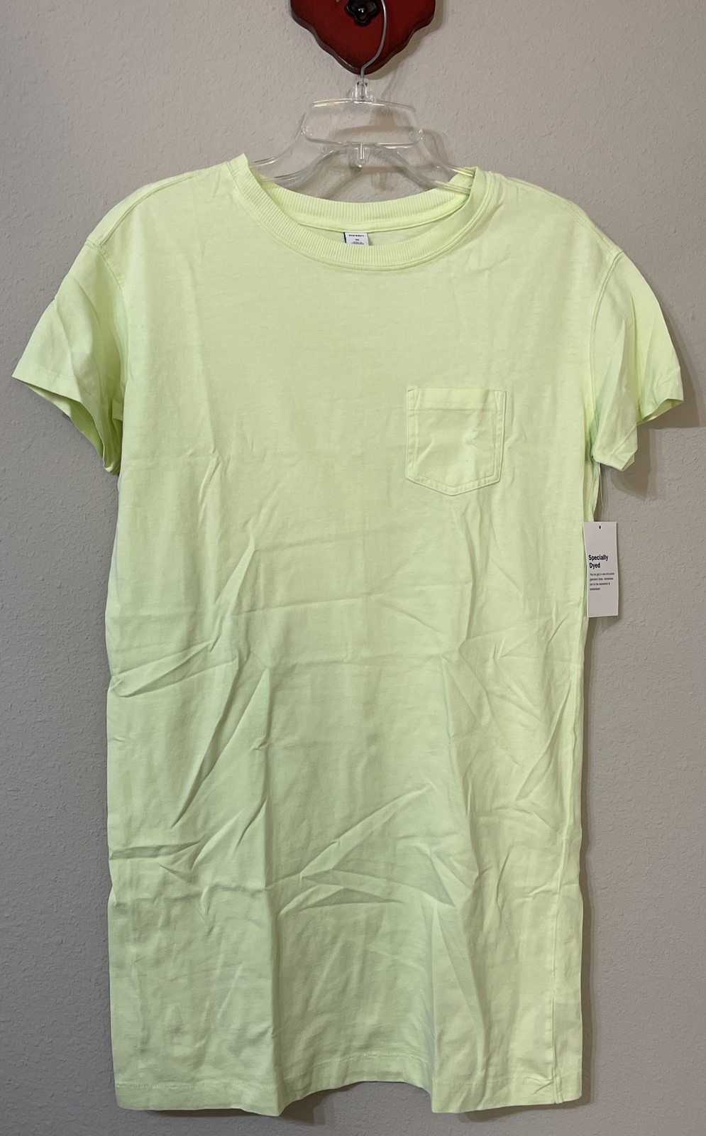 Old Navy Womens XSmall Lime Green Tshirt Dress With Chest Pocket NWT! A6542