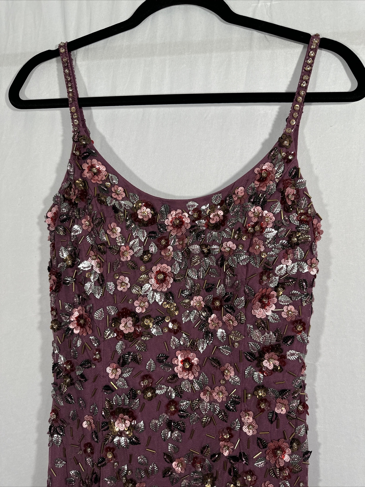 NWT Mac Duggal [ 6 ] 5477 Floral Embellished Scoop Neck Gown in Raspberry G1840