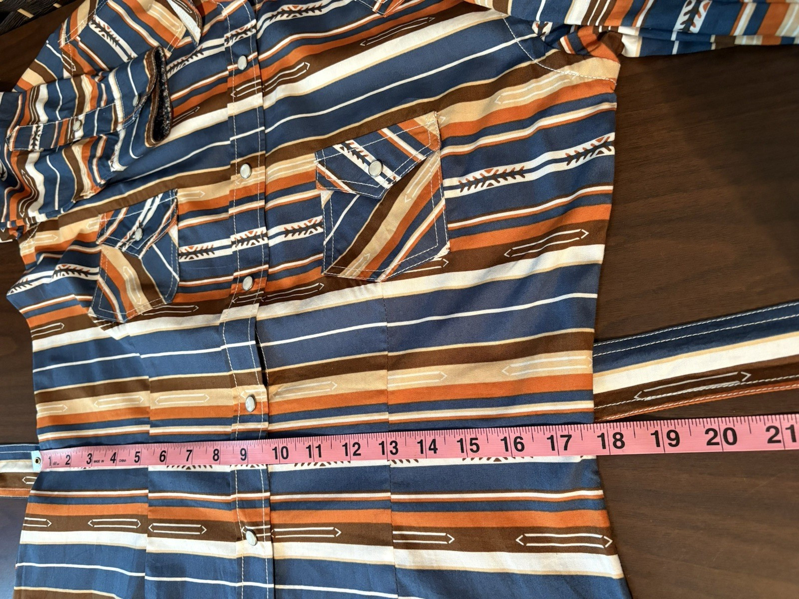 Panhandle Rough Stock Pearl Snap Western Shirtdress Size M Aztec Cowgirl Rodeo