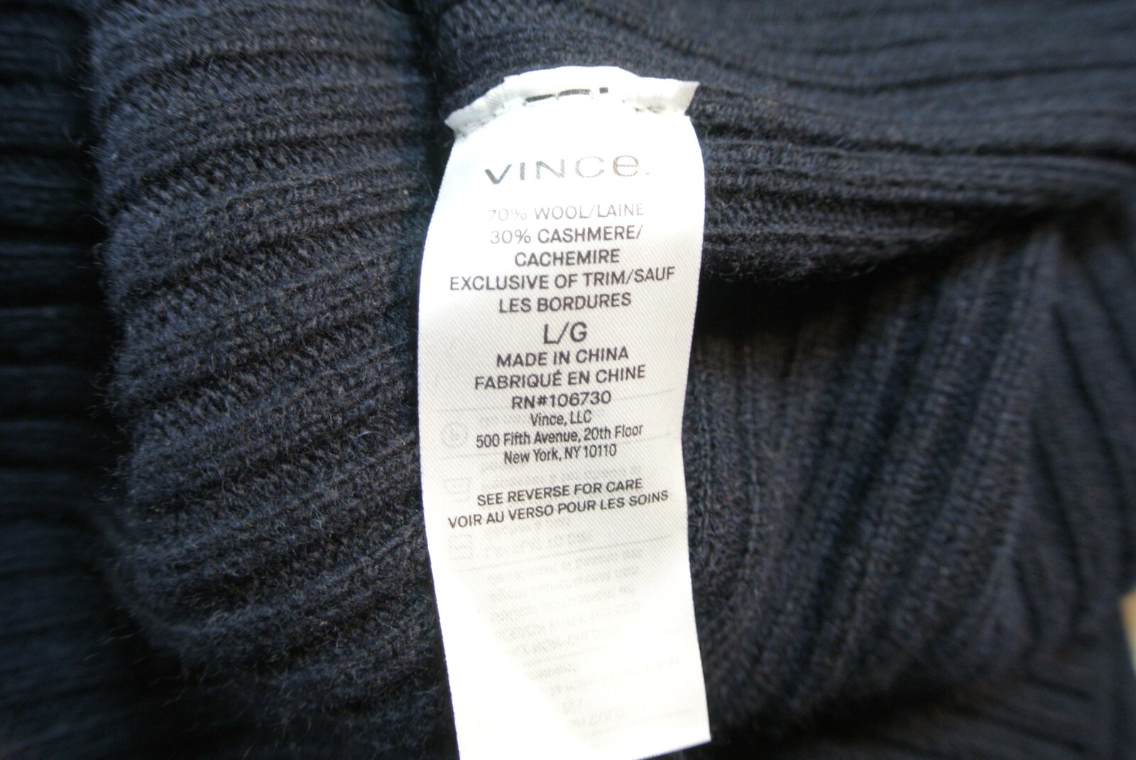 NEW VINCE Ribbed Wool Cashmere-blend Sweater dress in Costal Size L #S5063