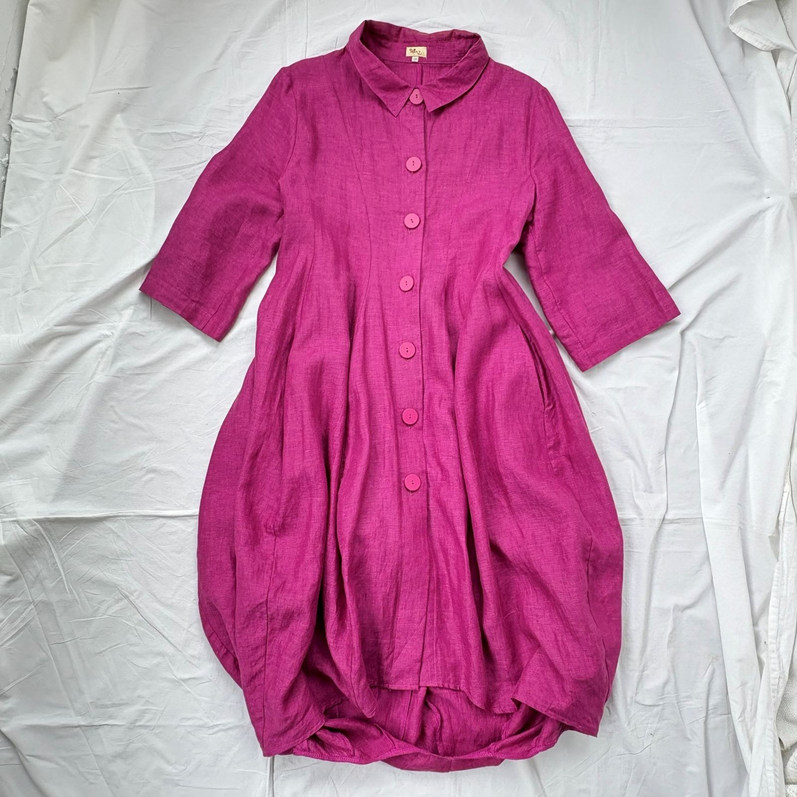 LAGENLOOK dress -to 44″ Bust – LINEN – Avant Garde DOPAMINE Fairy Romantic