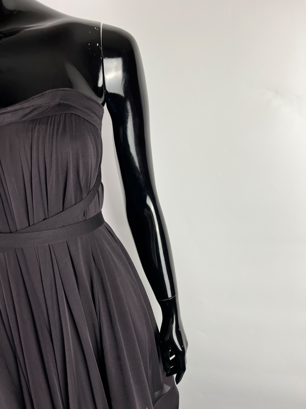 Celine Asymmetrical Sleeveless Belted Pleated Corset Dress Size S
