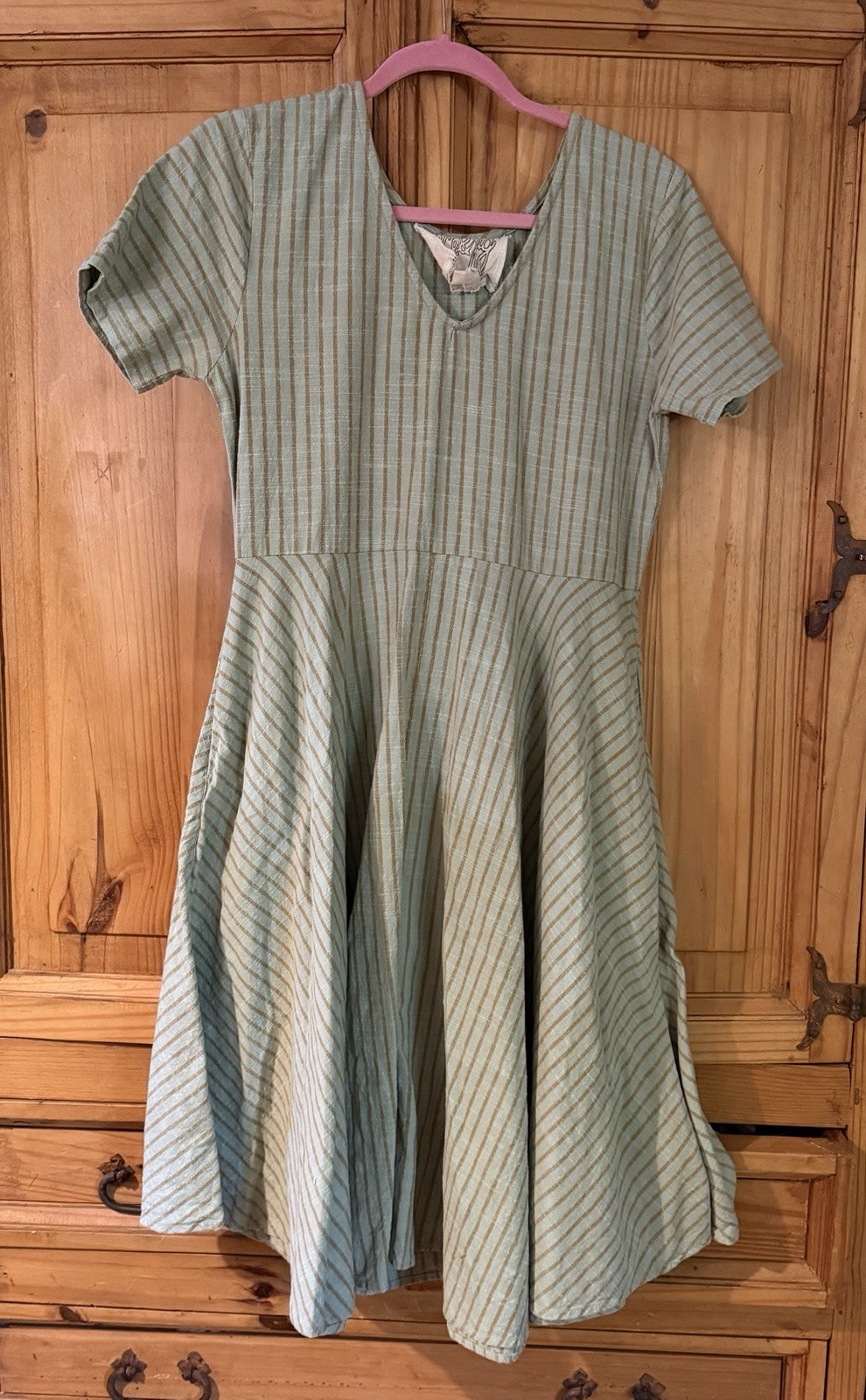 Ace&Jig Luella Dress In Eucalyptus Size Small Pale Green Striped 100% Cotton