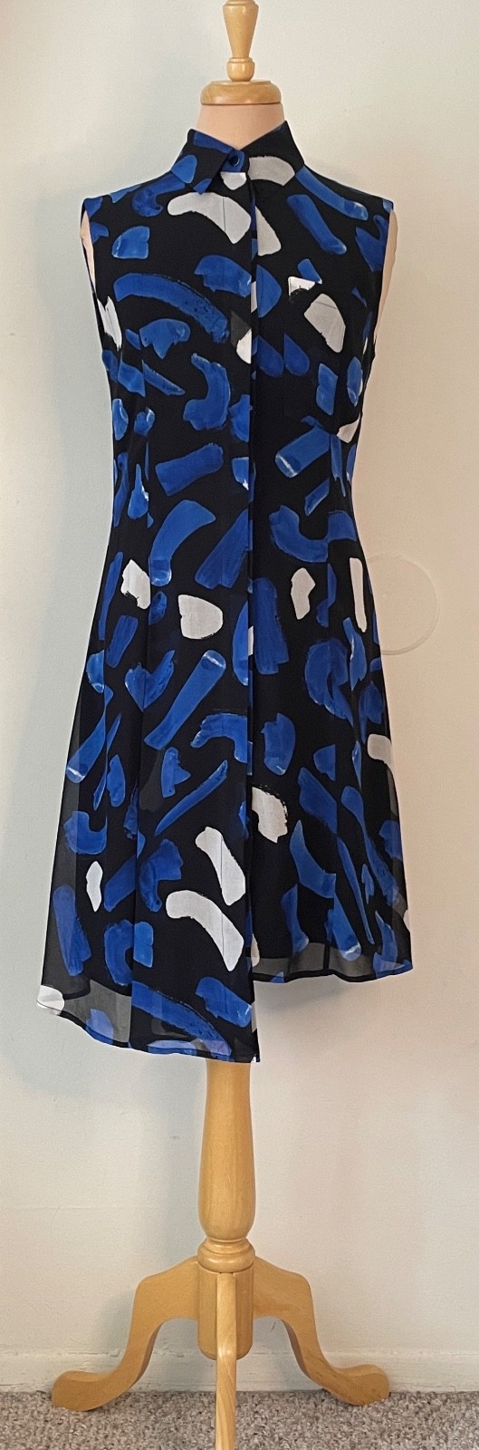 Grey by Jason Wu Size 6 Black/Cobalt Blue/Gray Sleeveless Shirt Dress