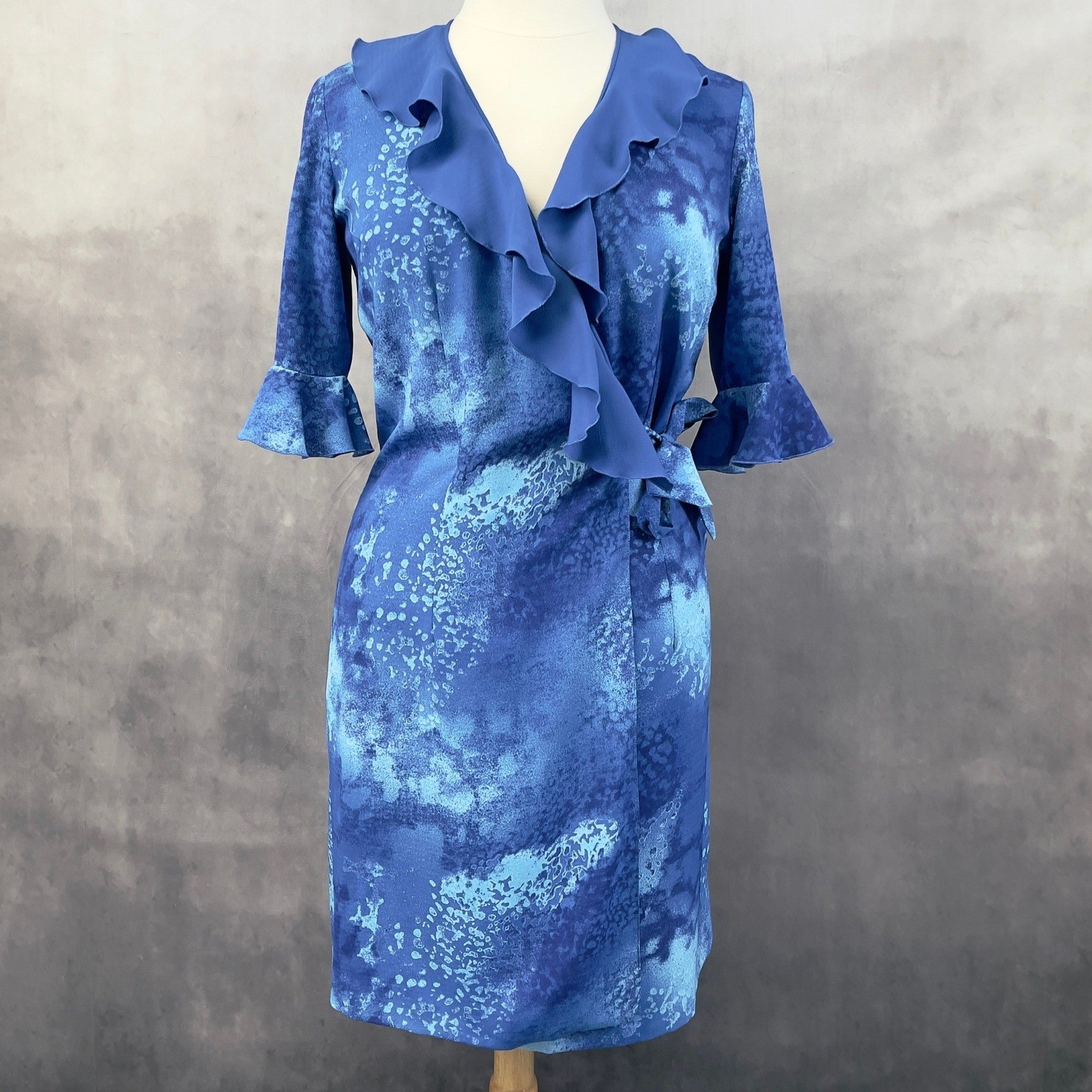 Seasons Ruffled Wrap Dress Size 46 US L Artistic Statement Romantic Feminine