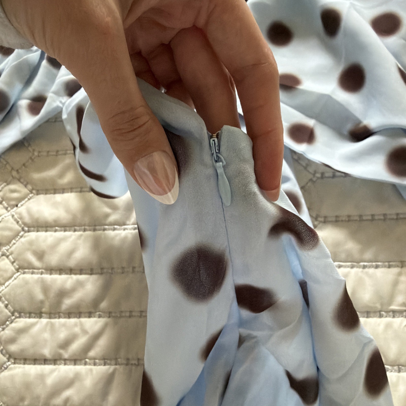 Peppermayo Get Me Halter Mini Dress – Blue Mocha Dot XXS